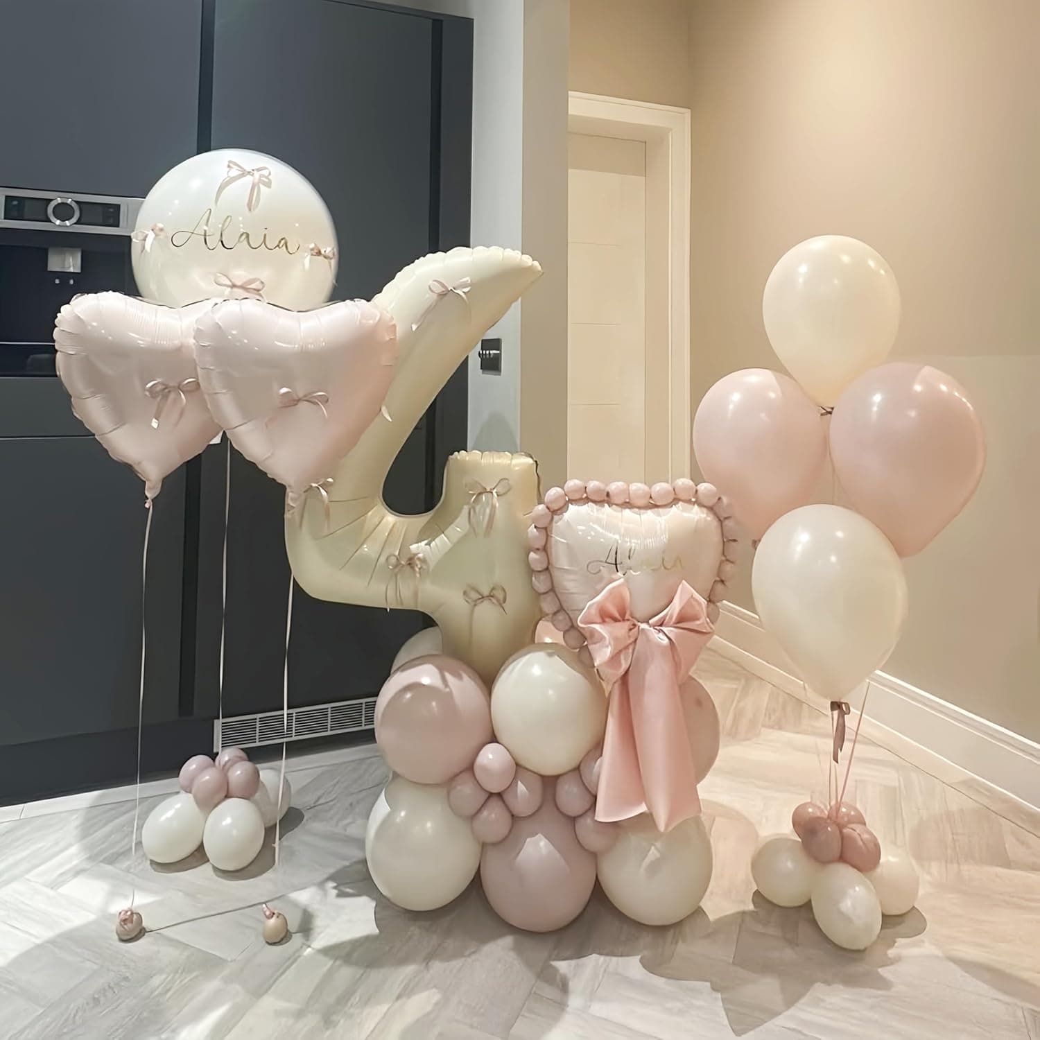 Globo Beige de 40 Pulgadas Número 1 para Decoración de Primer Cumpleaños, Grandes Globos de Foil Autoinflables de Crema con Números del 0 al 9 para Niños y Niñas, Globos de Helio 1 Arena Blanca para Fiestas de Mujeres y Hombres, Suministros de Aniversario Crema Número 1 - Image 9