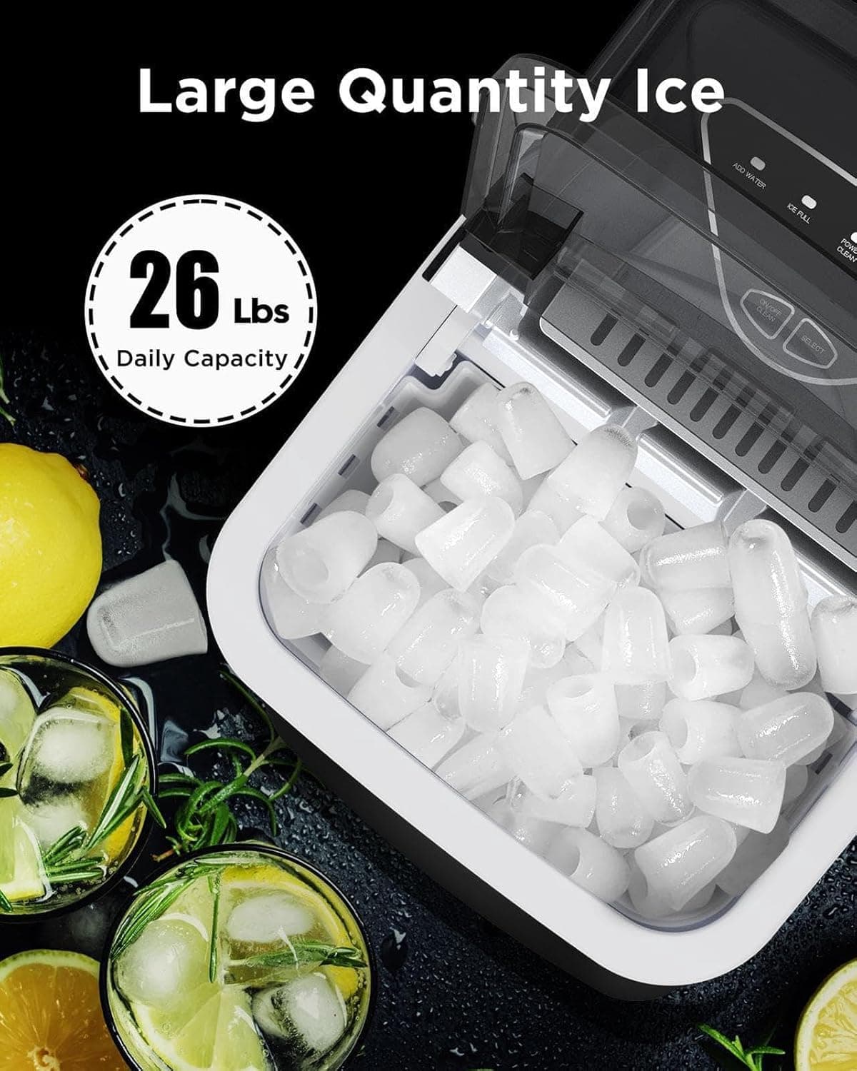 Totnz Countertop Ice Maker Machine, 26lbs in 24Hrs, 9 Ice Cubes Ready in 6 Mins, Auto-Cleaning Portable Ice Maker with Basket and Scoop, for Home/Kitchen/Camping/RV Ink Black 26lbs - Image 5