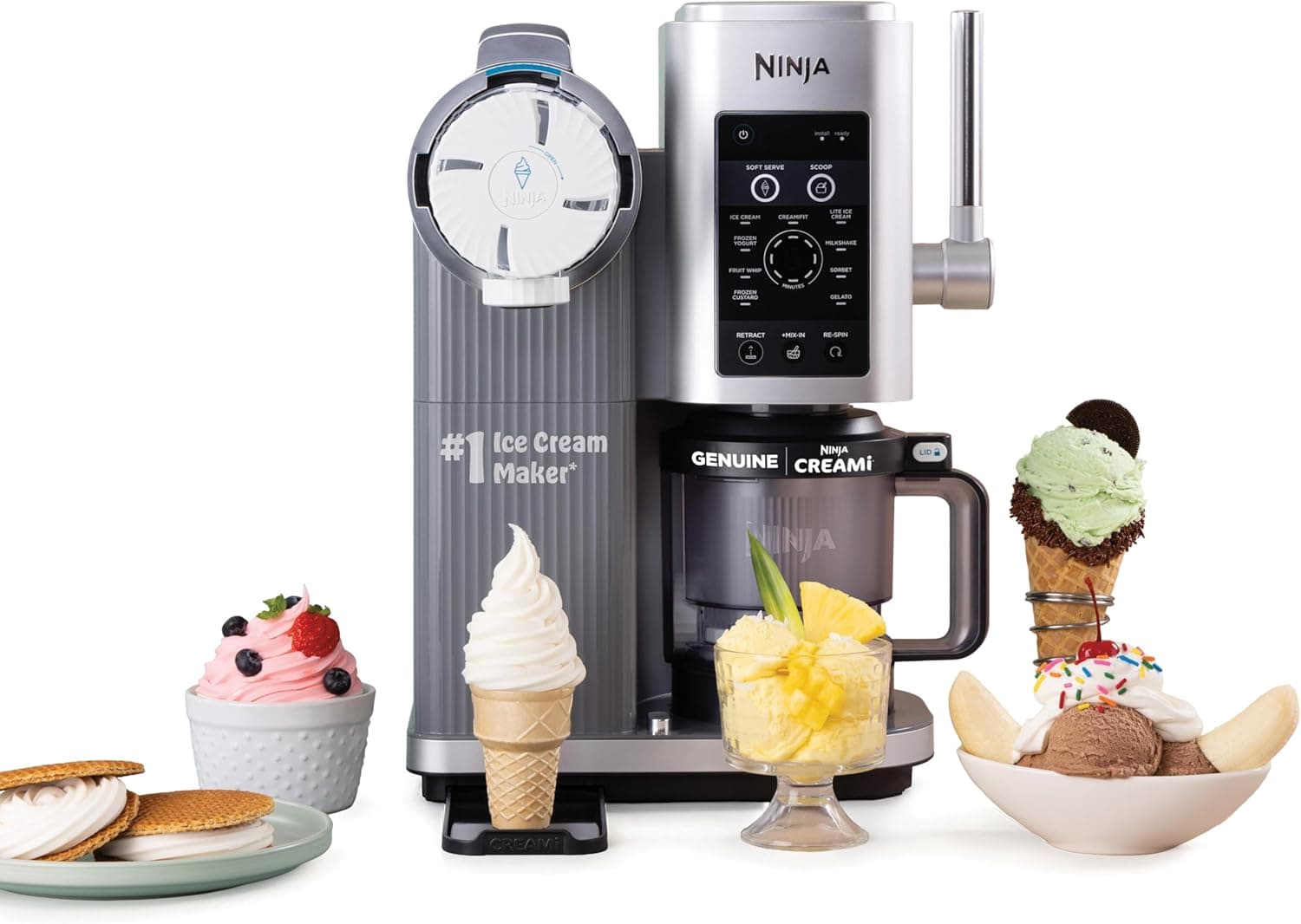 Ninja CREAMi Scoop & Swirl Ice Cream and Soft Serve Maker, Sorbet, Milkshake, Frozen Yogurt, Low Calories Program & More, 13-in-1, Soft Serve Handle & (2) CREAMi 2-in-1 16oz Pints, NC701 CREAMi Swirl - Image 2