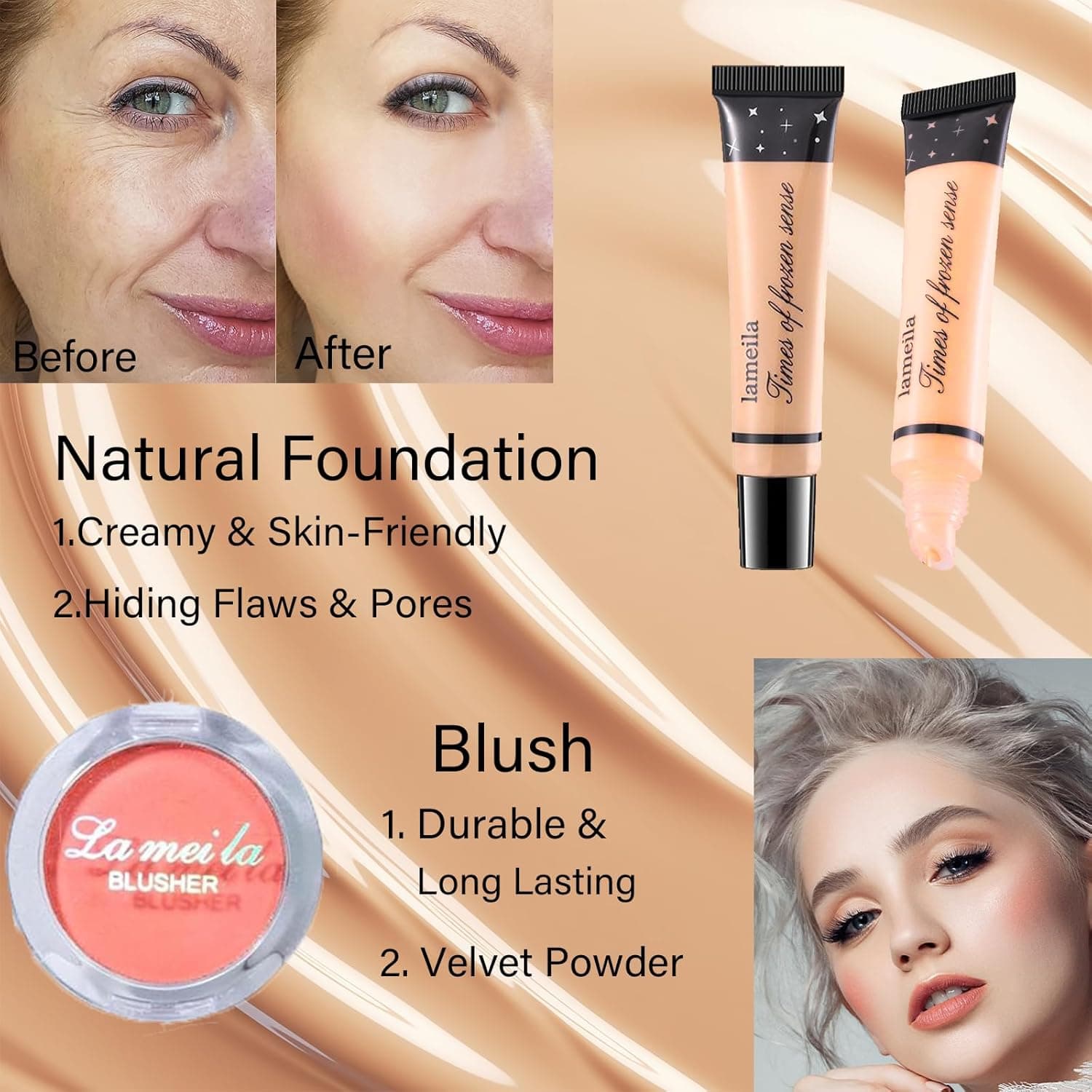 Makeup Set for Women, Makeup Full Kit for Beginners & Professionals, Travel Makeup Set for Teens & Adults, Makeup Gift Set for Girls, Eyeshadow Palette, Lip Gloss, Face & Eye Make up 40 Earth Colors Eyeshadow + 2×Lip Gloss + Blush + Mascara + Pink Cosmetic Bag - Image 5