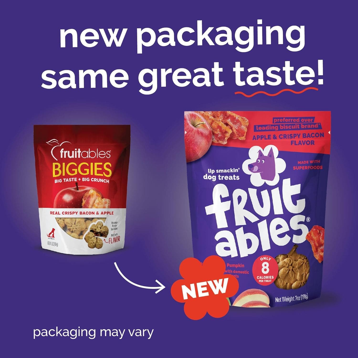 Fruitables Baked Dog Treats, Healthy Pumpkin Treat for Dogs, Low Calorie & Delicious, Free of Wheat, Corn and Soy, Made in the USA, Apple and Crispy Bacon Flavor, 12oz 12 Ounce (Pack of 1) Apple and Crispy Bacon - Image 3