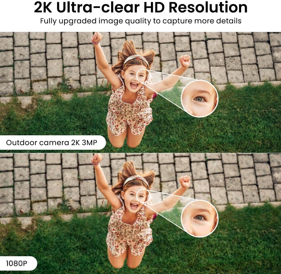 2K Cameras for Home Security-Outdoor/Indoor Camera for Dog/Cat/Pet/Nanny/Baby, Color Night Vision, White Light, Siren, 24/7 SD Recordings, Works with Alexa/Google Home, C1 (C1-White-2pack-2.4G) - Image 4