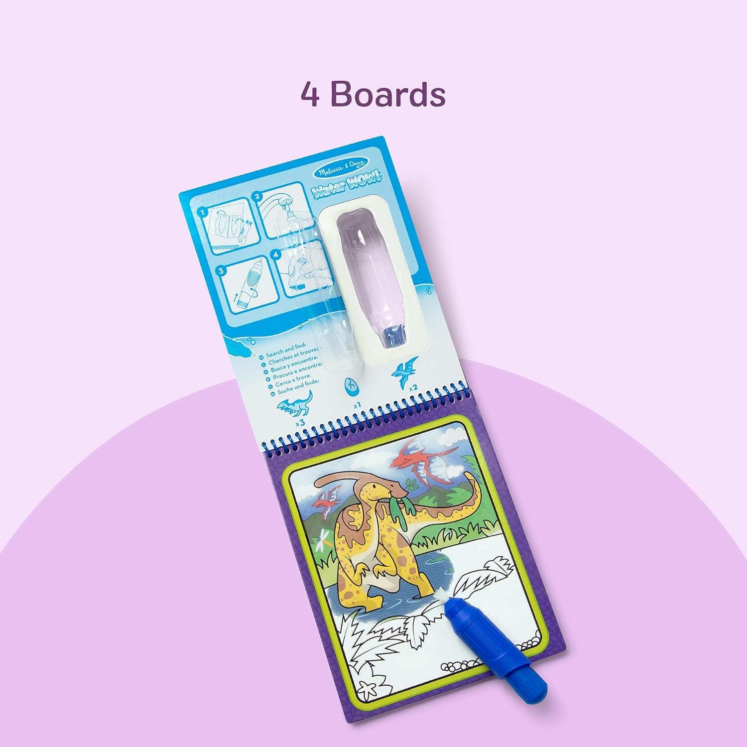 Melissa & Doug On The Go Water Wow! Mess Free Coloring Book, Reusable Water-Reveal Activity Pad, Dinosaurs, Travel Toys, Party Favors, for Toddlers & Kids Ages 3+ 10.0 x 7.0 x 0.7 Dinosaurs - Image 6