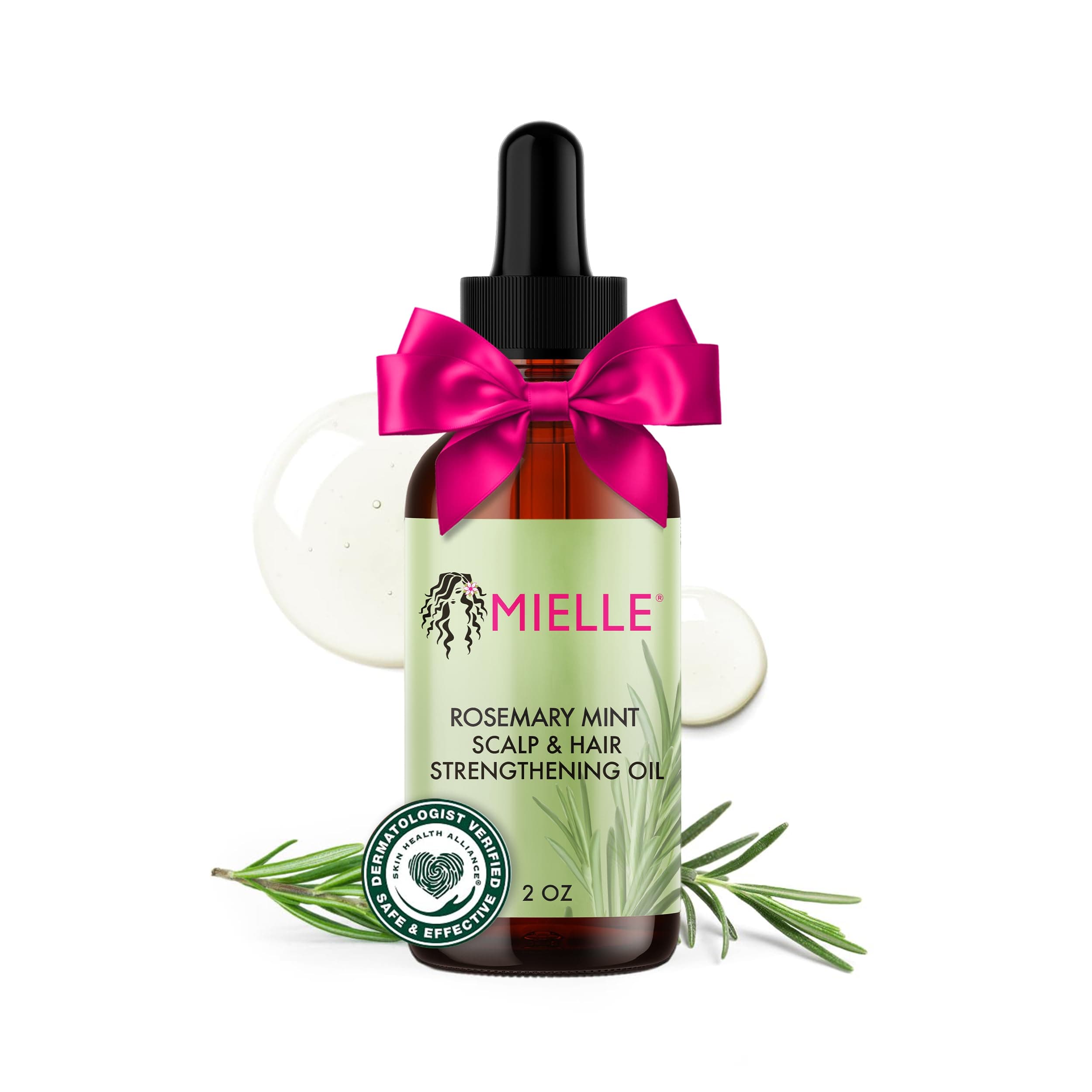 Mielle Organics Rosemary & Mint Hair Oil - Strengthening Biotin Oil Infused Frizzy & Damaged Hair Care - Split Ends & Dry Scalp Treatment to Support Longer, Healthier Strands, 2oz