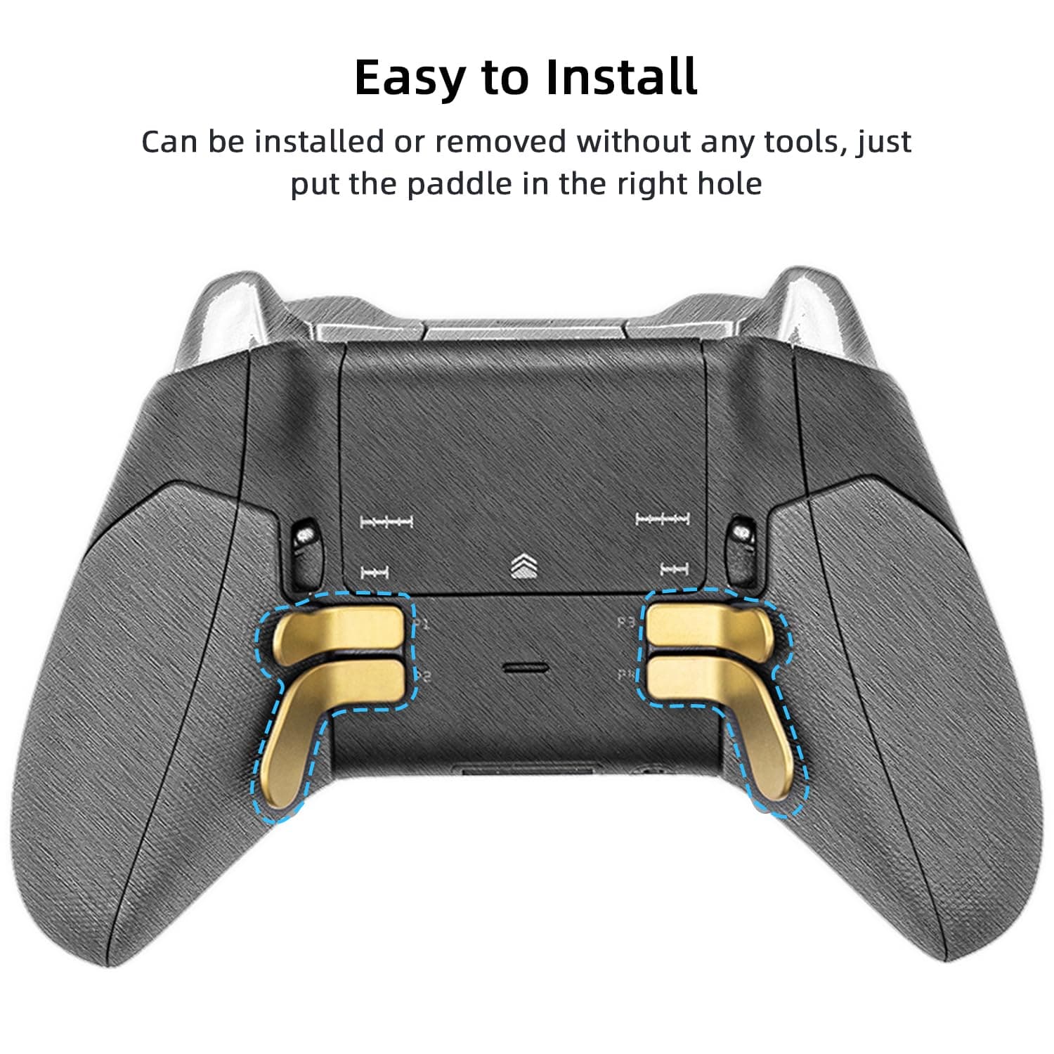 Mcbazel Metal Stainless Steel Paddles Trigger for Xbox Elite/Elite 2, Replacement Parts Accessories Kits Metal Paddles Compatible with Xbox Elite/Elite 2 Controller - 4 Pcs (Gold) - Image 8