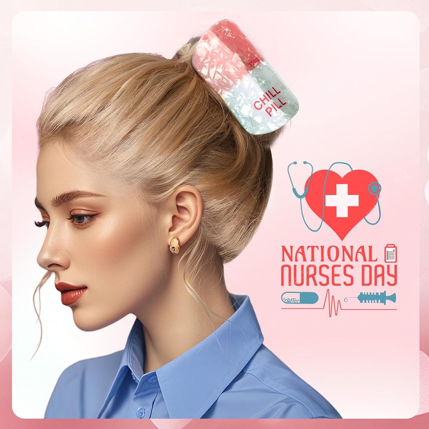 Amazon.com : ‌kaiolbly 4PCS Fun Nurse Acetate Hair Clips, Pharmacy Heart ECG IV Bag | Syringe Personalized Claw Hair Clip,Fun Summer Hair Clips for Women Travel Work Makeup : Beauty & Personal Care - Image 7