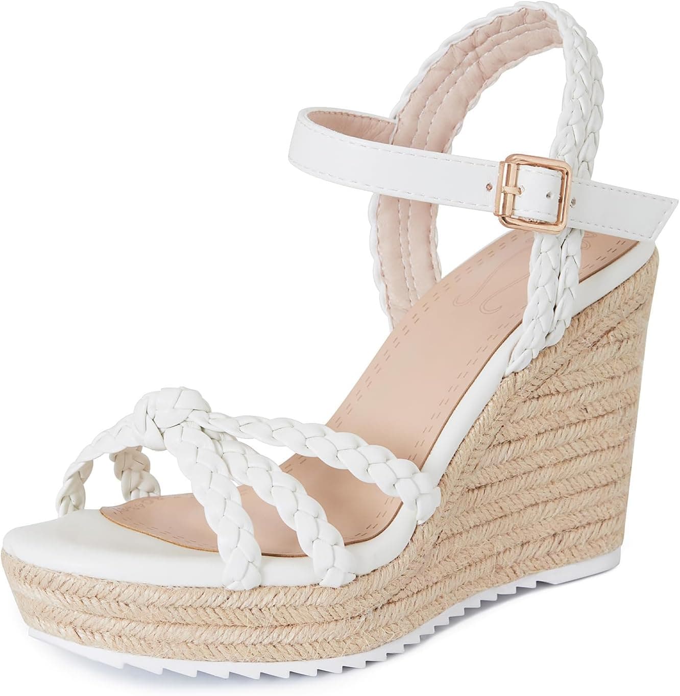 mikarka Espadrille Wedge Sandals for Women Braided Knot Ankle Strap Open Toe Platform Sandals 7 Round Open Toe/3.78" Summer Wedges - Image 2
