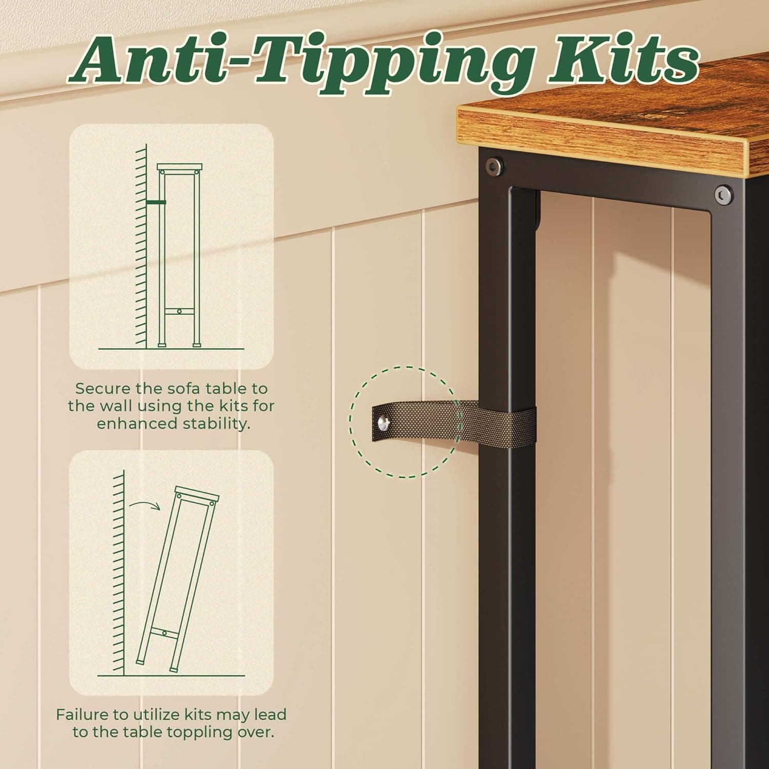 SUPERJARE 78.8 inch Narrow Console Table with Outlet, Sofa Tables, Behind Couch Table, Long Entryway Tables with Charging Station, for Living Room, Rustic Brown Rustic Brown 5.7''D x 78.7''W x 29.7''H - Image 7