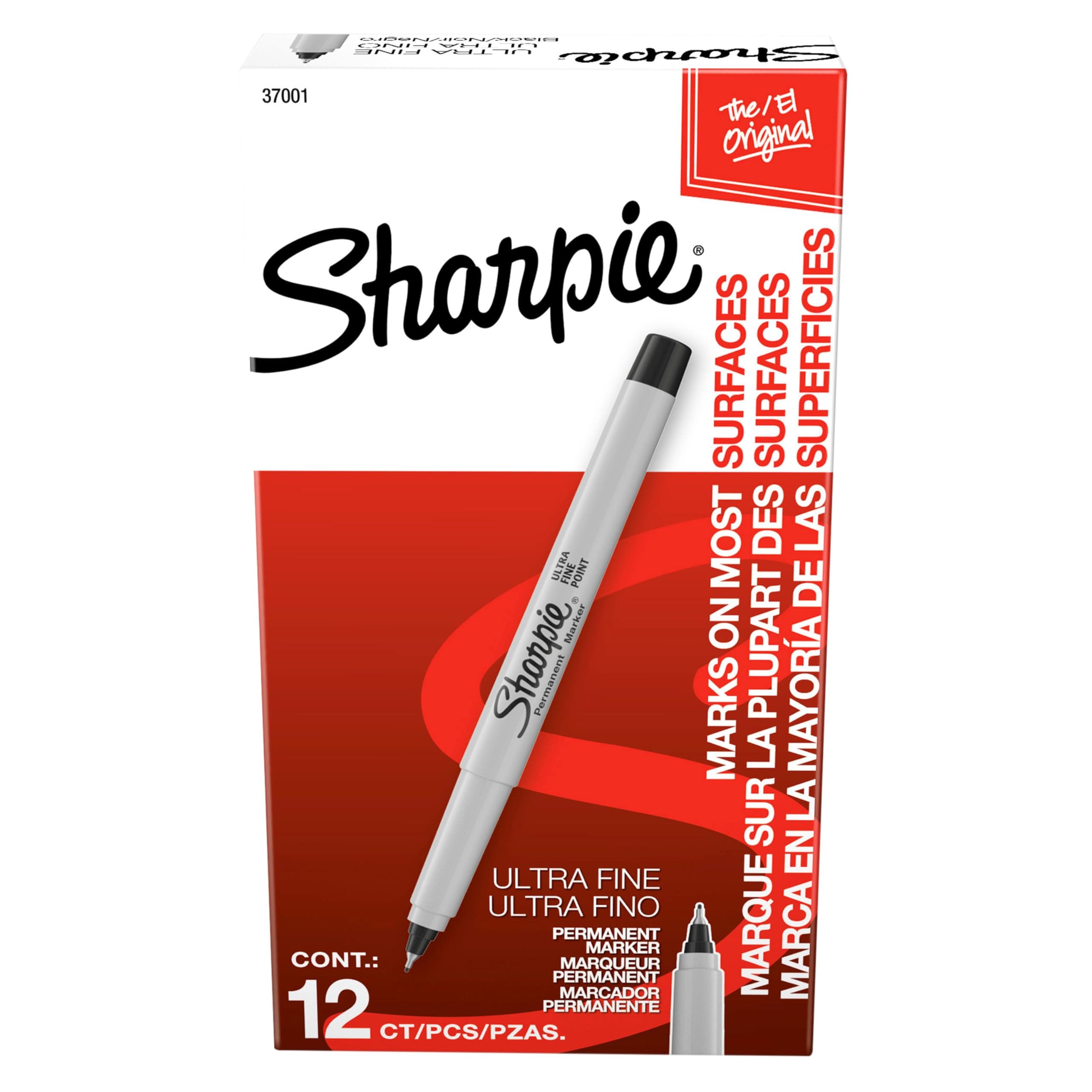 Sharpie Permanent Markers Ultra Fine Tip Markers Set Quick Drying And Fade Resistant Artist Marker For Wood Plastic Paper Metal And More Drawing Coloring And Poster Marker Black 12 Count Black Markers