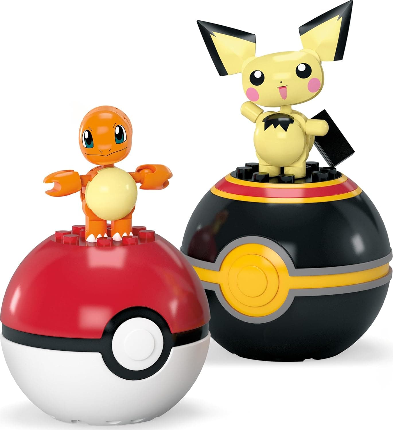 MEGA Pokémon Building Toys Set Pichu & Charmander with 40 Pieces, 2 Poseable Characters and Poké Ball, 2 Inches Tall, for Kids Charmander + Pichu - Image 4