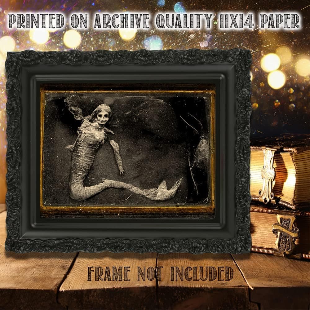 Make Em Laugh Mummified Mermaid - 11x14 Unframed Creepy Gothic Room Wall Art Print - Vintage Halloween Home Witchy Occult, Wicca, Wiccan Décor Oddities and Curiosities Unframed Print Poster - Image 9
