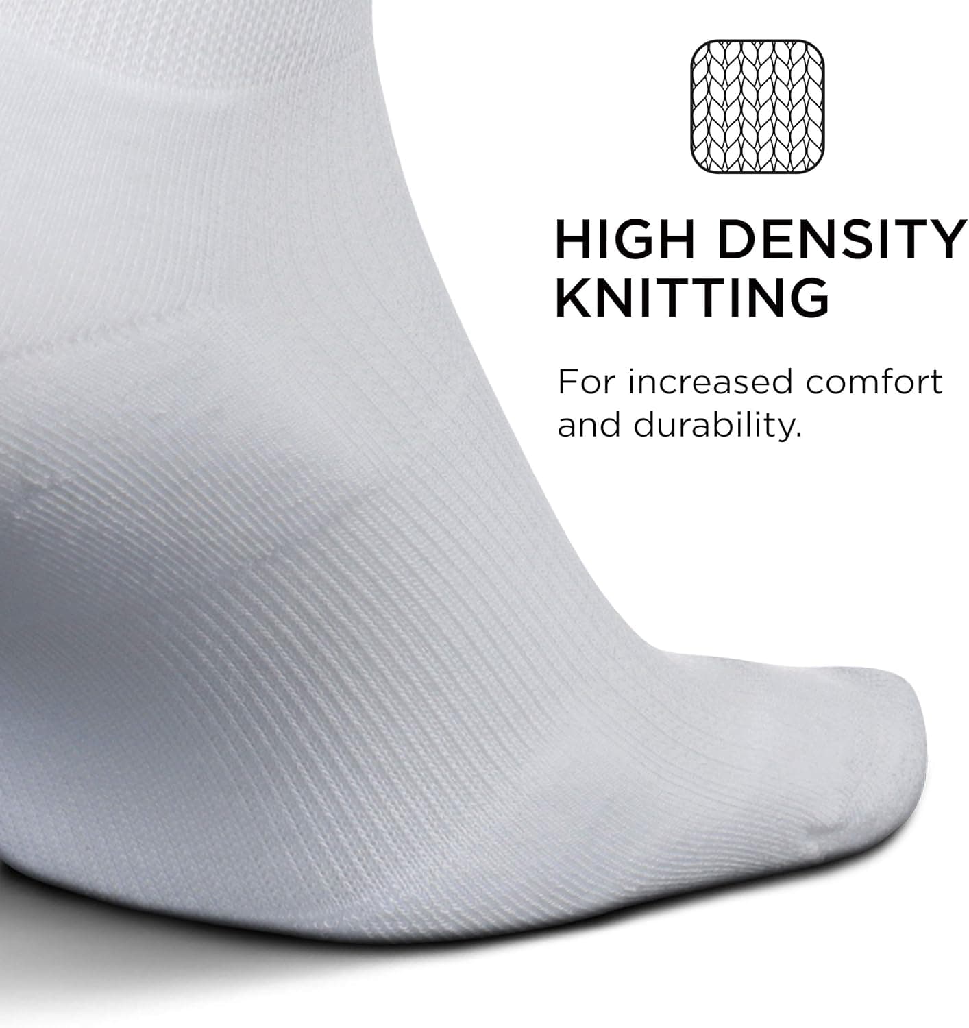 Feetures Therapeutic Max Cushion Quarter Sock - Non-Binding Diabetic Socks - (1 Pair) Large White - Image 4