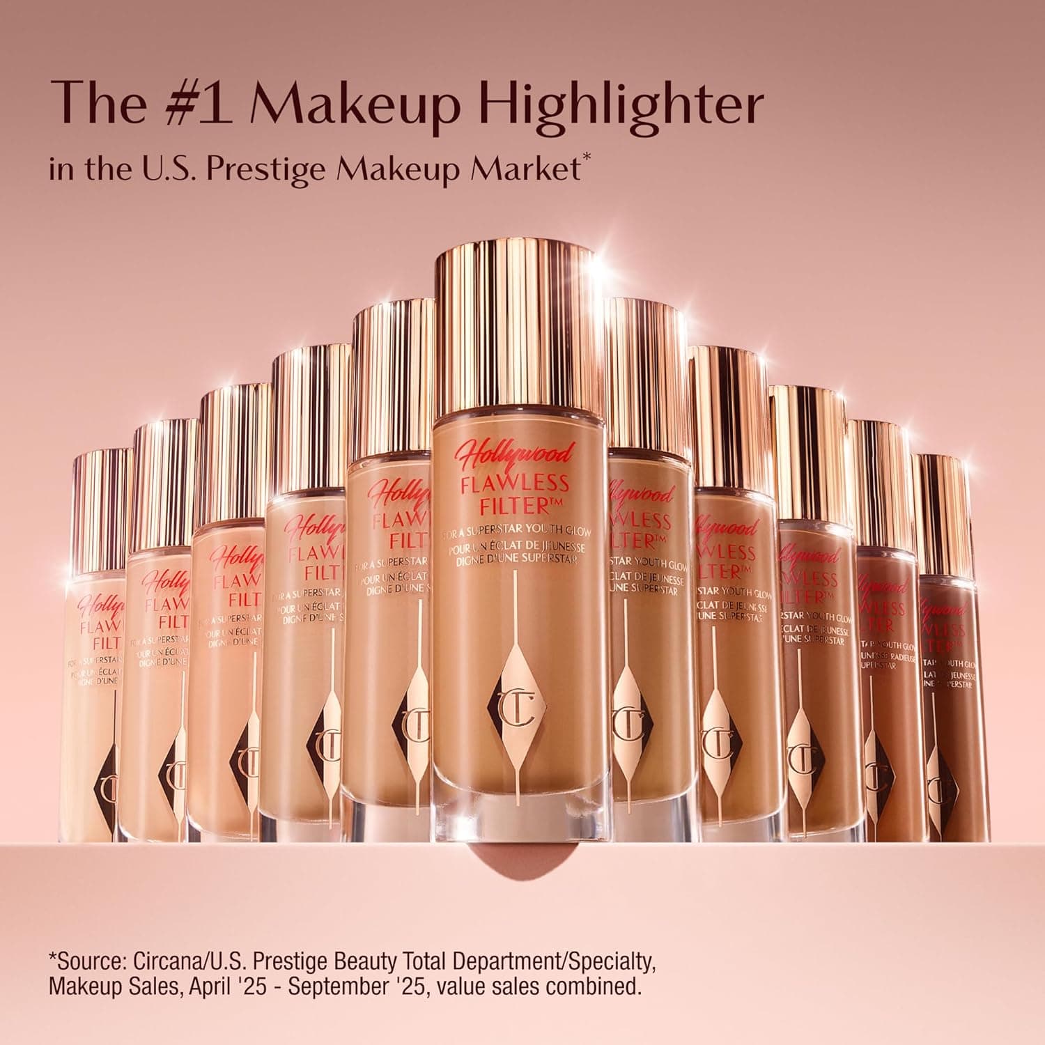 Charlotte Tilbury Hollywood FlawlessFilter - Multi‑Use Makeup Primer, Complexion Booster & Illuminating Liquid Highlighter with Sheer Coverage - Smooths & Blurs Skin 2.5 Fair - Golden beige shade for light skin tones - Image 3