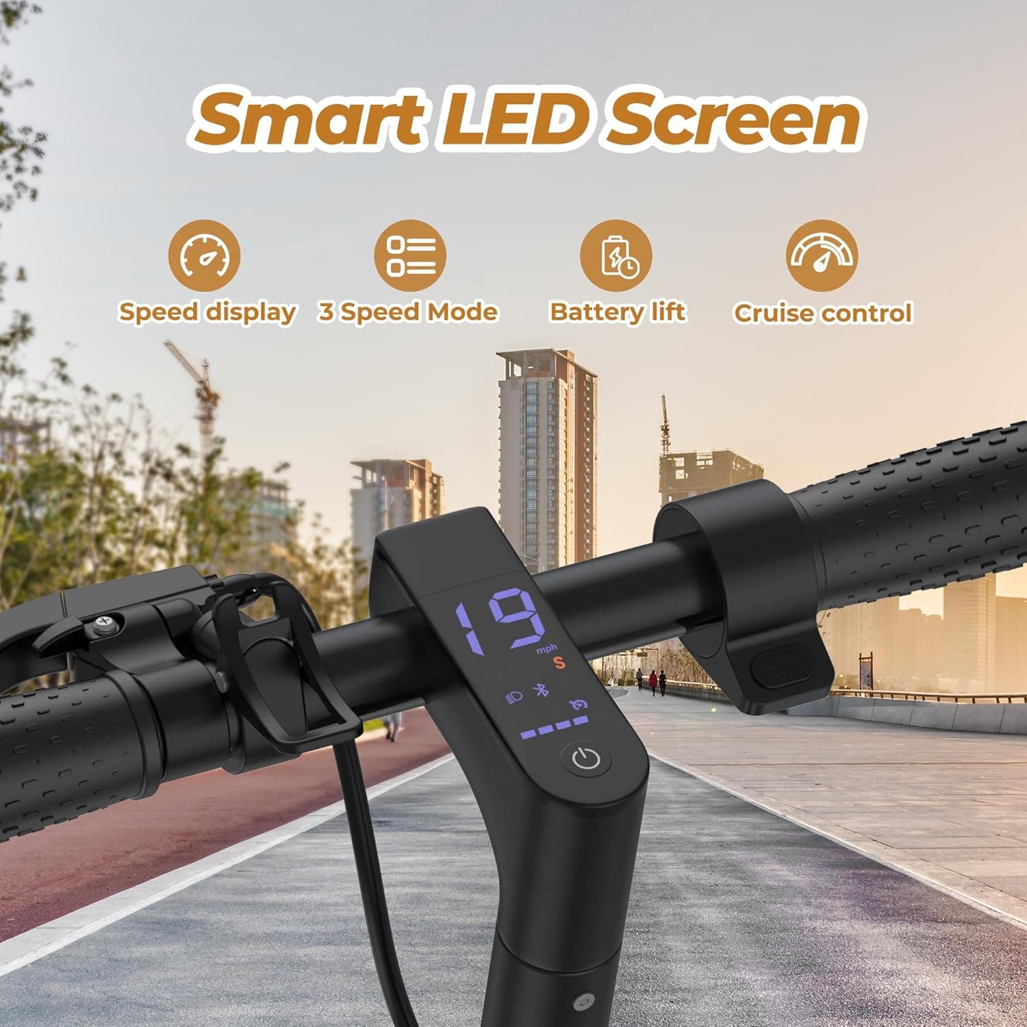 WERHY Electric Scooter, 8.5"/10" Tire, Powerful 350/500W Motor, Top Speed 19/22 MPH, 20-23Miles Max Range, Folding Escooter for Adults & Teens with Smart APP, Digital Display, Cruise Control H7-8.5''-21miles-350W - Image 6