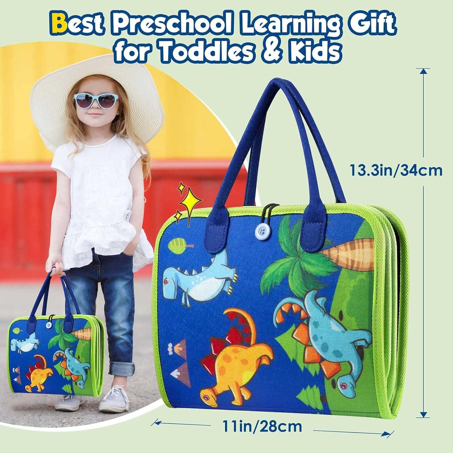 Winblo Toddler Busy Board - Montessori Toys for Toddler Boy Birthday Gift, Educational Learning Sensory Busy Book for Toddler Boys, Toddlers Activities Travel Toys for Airplane Car Blue - Image 7