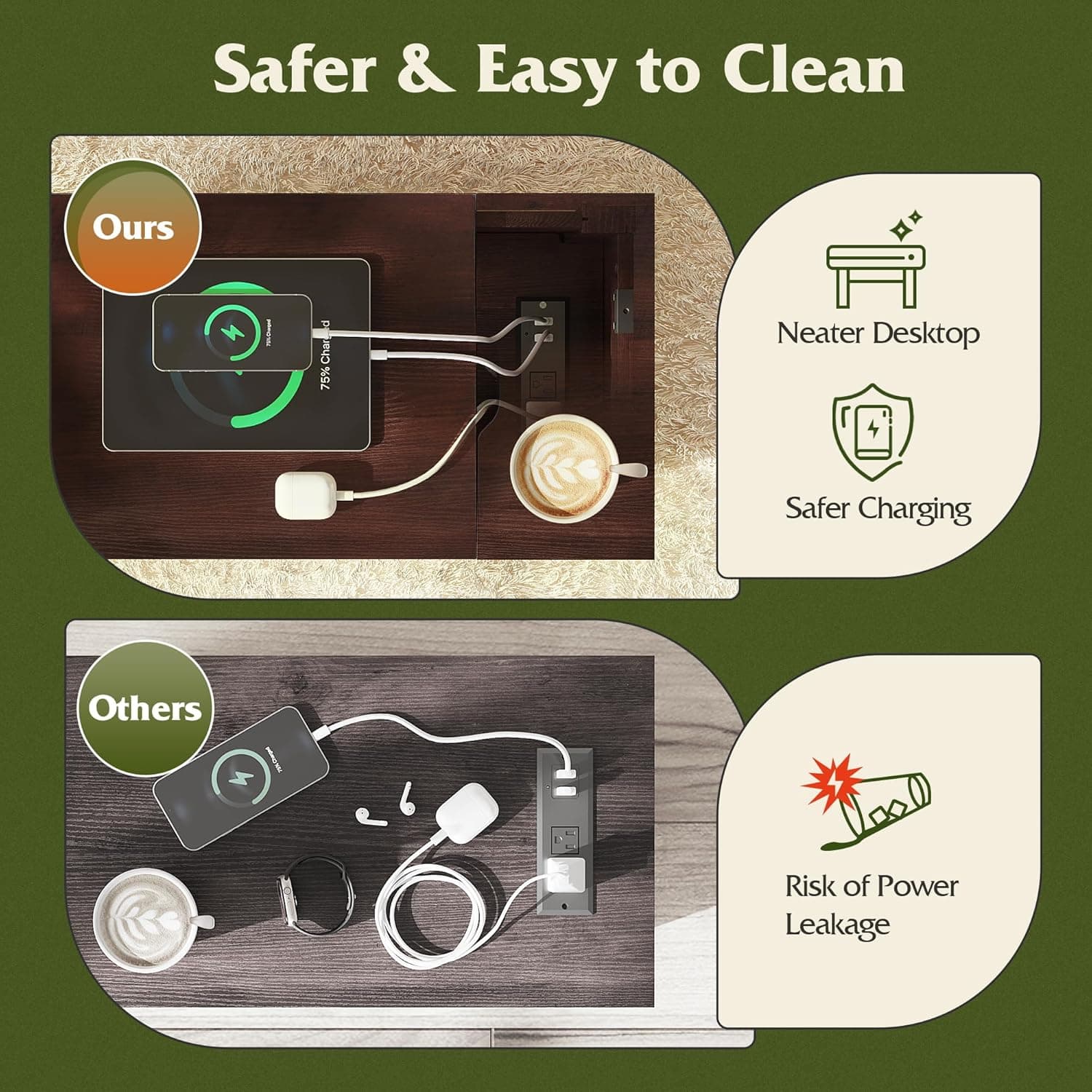 WLIVE End Table with Charging Station, Narrow Side Table for Living Room, Farmhouse Night Stand with Storage, Small Wooden Cabinet with USB Ports and Outlets for Living Room and Bedroom, Espresso Espresso 1 - Image 11