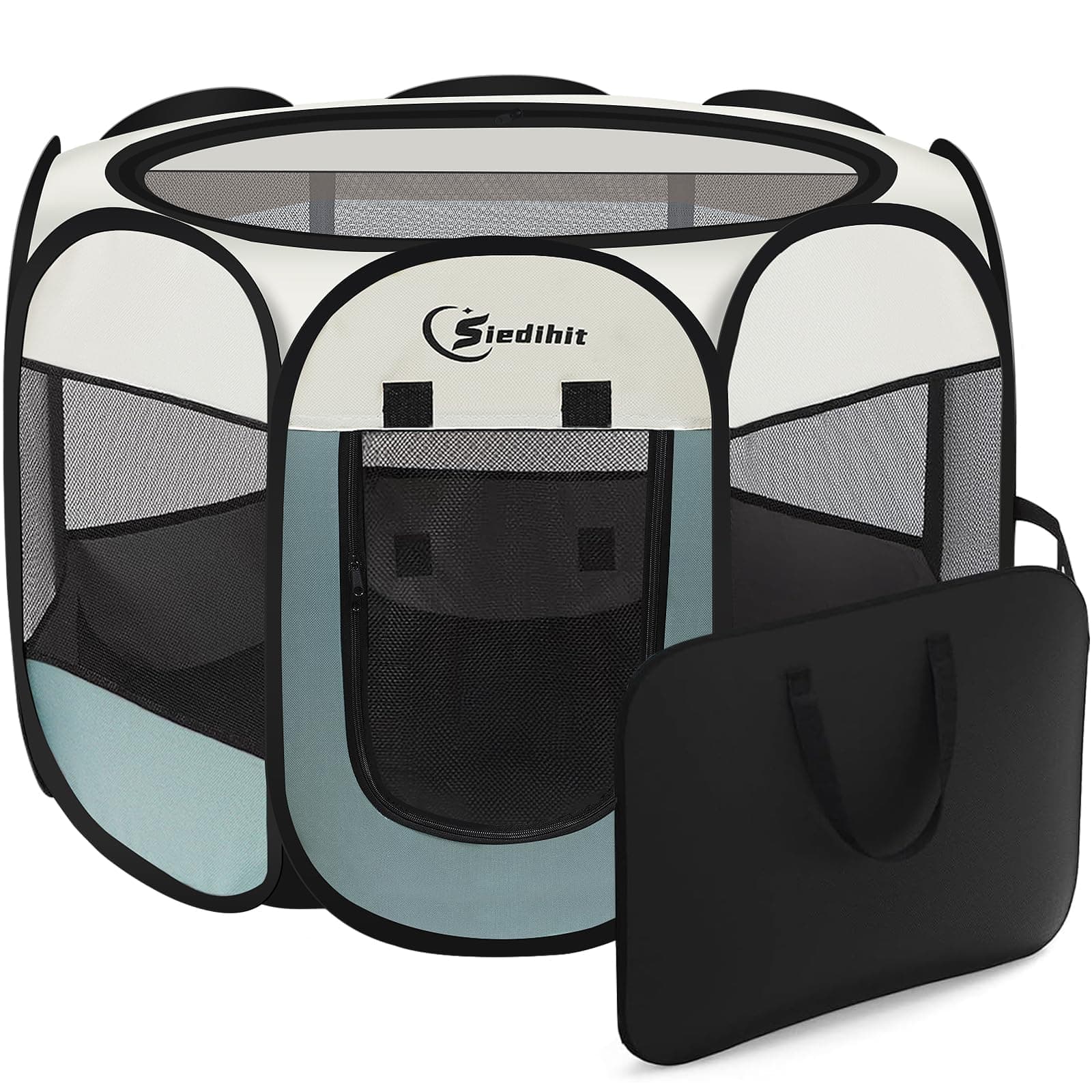 Dog Cat Playpen, Puppy Pet Playpen Indoor for Small Dog Crate Tent Cage Outdoor, Portable Pop Up Dogs Enclosure Kennel with Carrying Case for Dogs/Cats/Rabbits(Grey, Small Grey Small