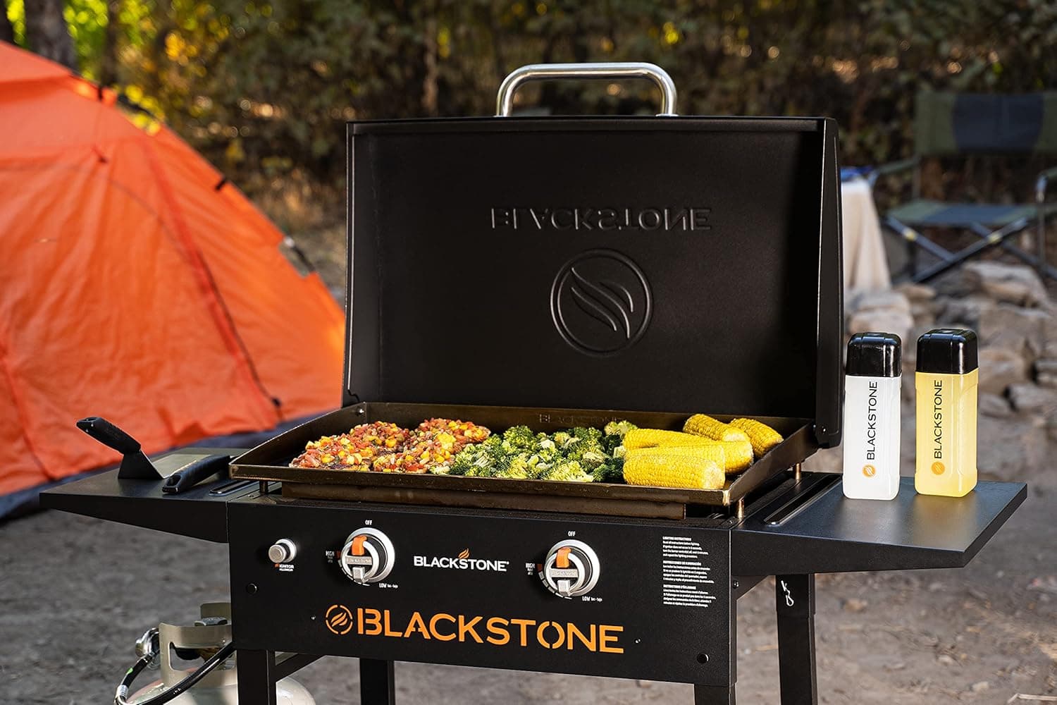 Blackstone 1883 Original 28” Griddle with Integrated Protective Hood and Counter Height Side Shelves, Powder Coated Steel, Black 2024 Model Griddle Only W/Hood - Image 5