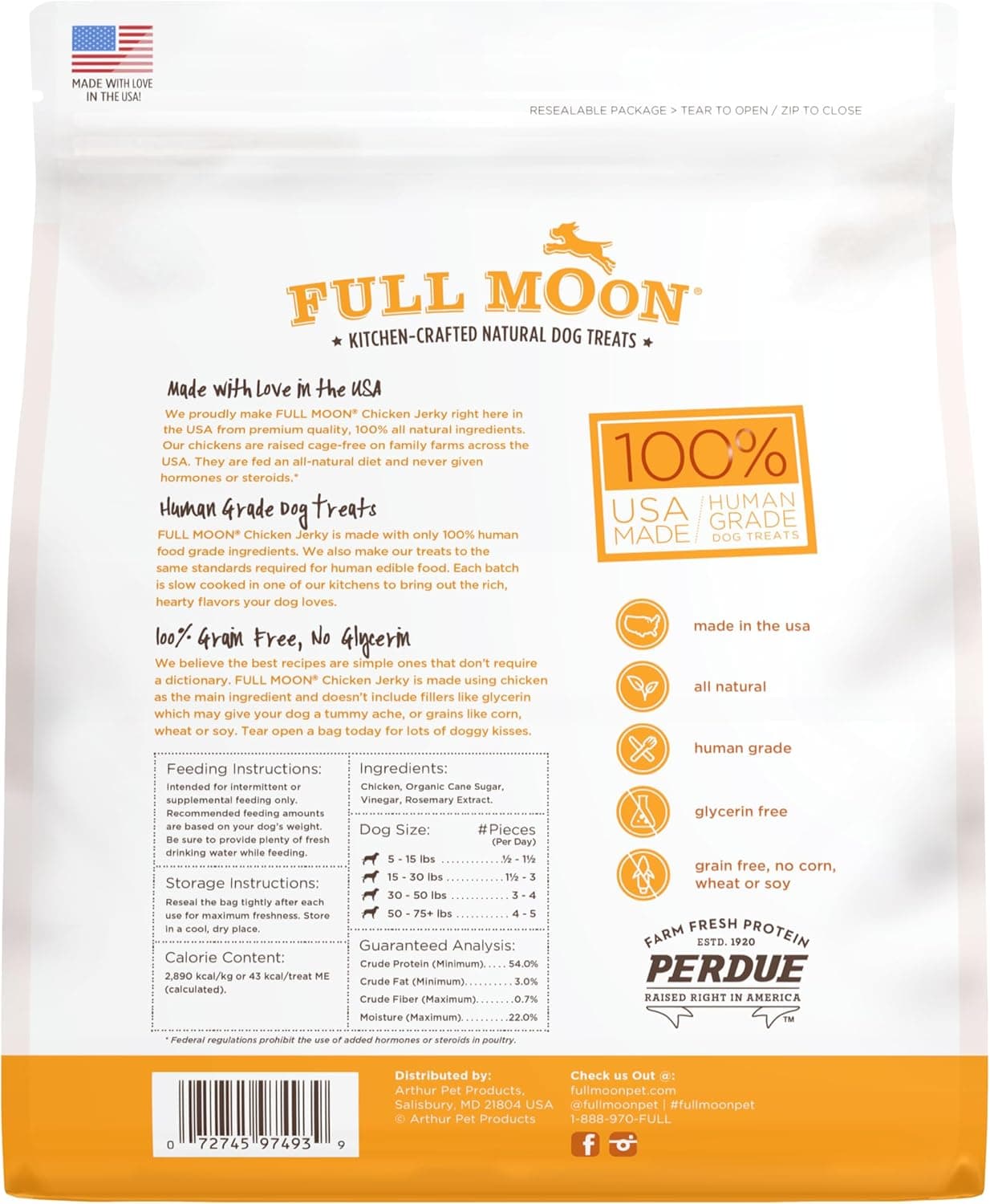 Full Moon Chicken Jerky Healthy All Natural Dog Treats Human Grade Made in USA Grain Free, 1.5 Pound (Pack of 1) Chicken 1.5 Pound (Pack of 1) - Image 2