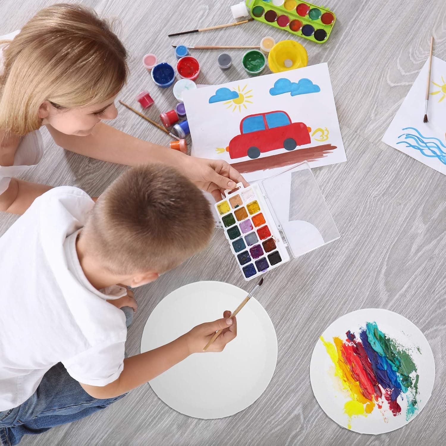 6 Pieces Round Painting Canvas Blank Round Shaped Paint Board Canvas Stretched Primed Decoration Boards for Painting for Students Artist Hobby Painters Beginners - Image 9