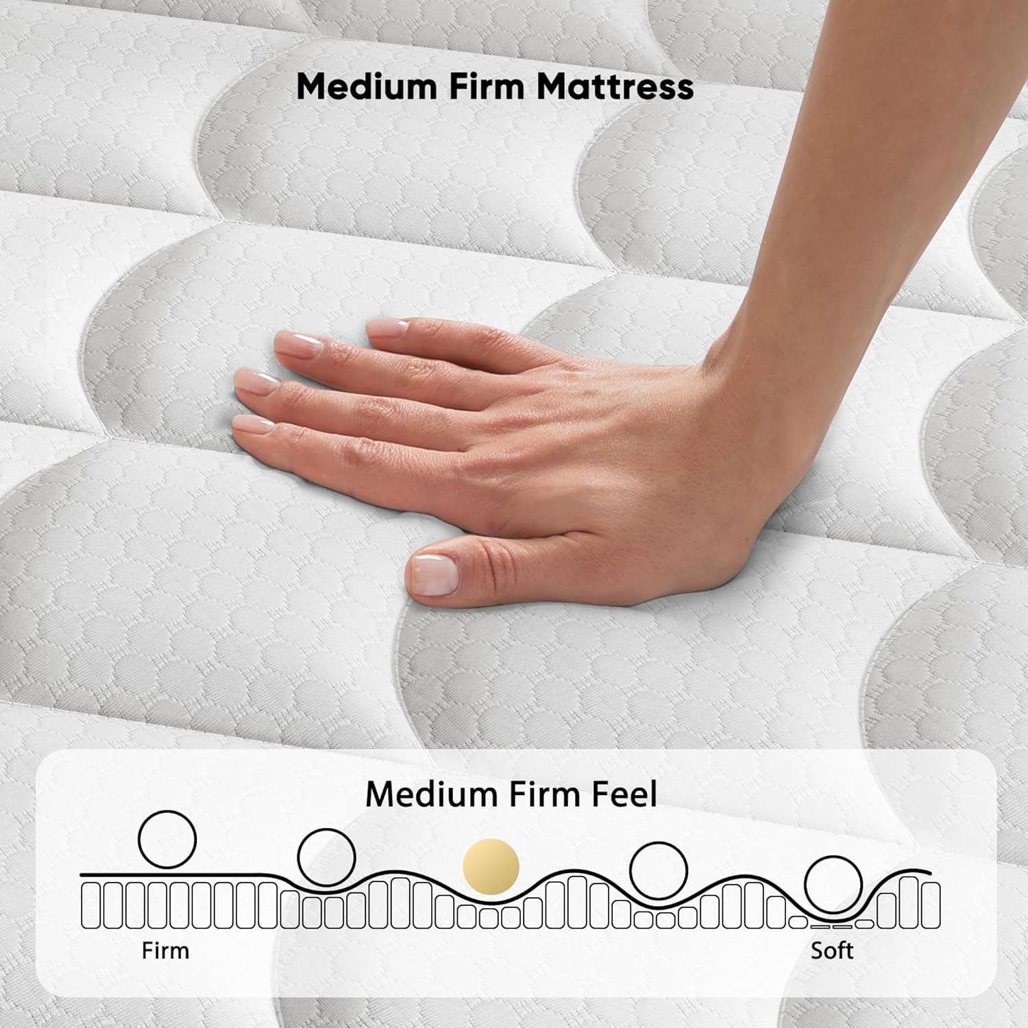 12 Inch King Size Mattress - 2025 Upgraded Hybrid Cooling Gel Memory Foam & Pocket Coils, Medium Firm Mattress in a Box for Back Neck Pain Relief, Motion Isolation, Edge Support, Breathable, White King 12 Inch - Image 6