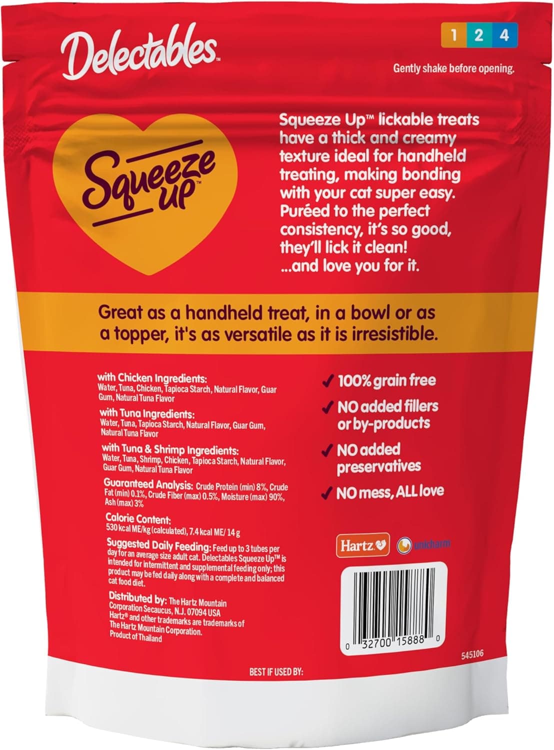 Delectables Squeeze Up Variety Pack, Creamy Squeezable Puree, Lickable Wet Cat Treats, Grain Free, No Added Fillers, No By-Products, No Added Preservatives, 0.5 Ounces Tube, 24 Tubes Total 0.5 Ounce (Pack of 24) - Image 8