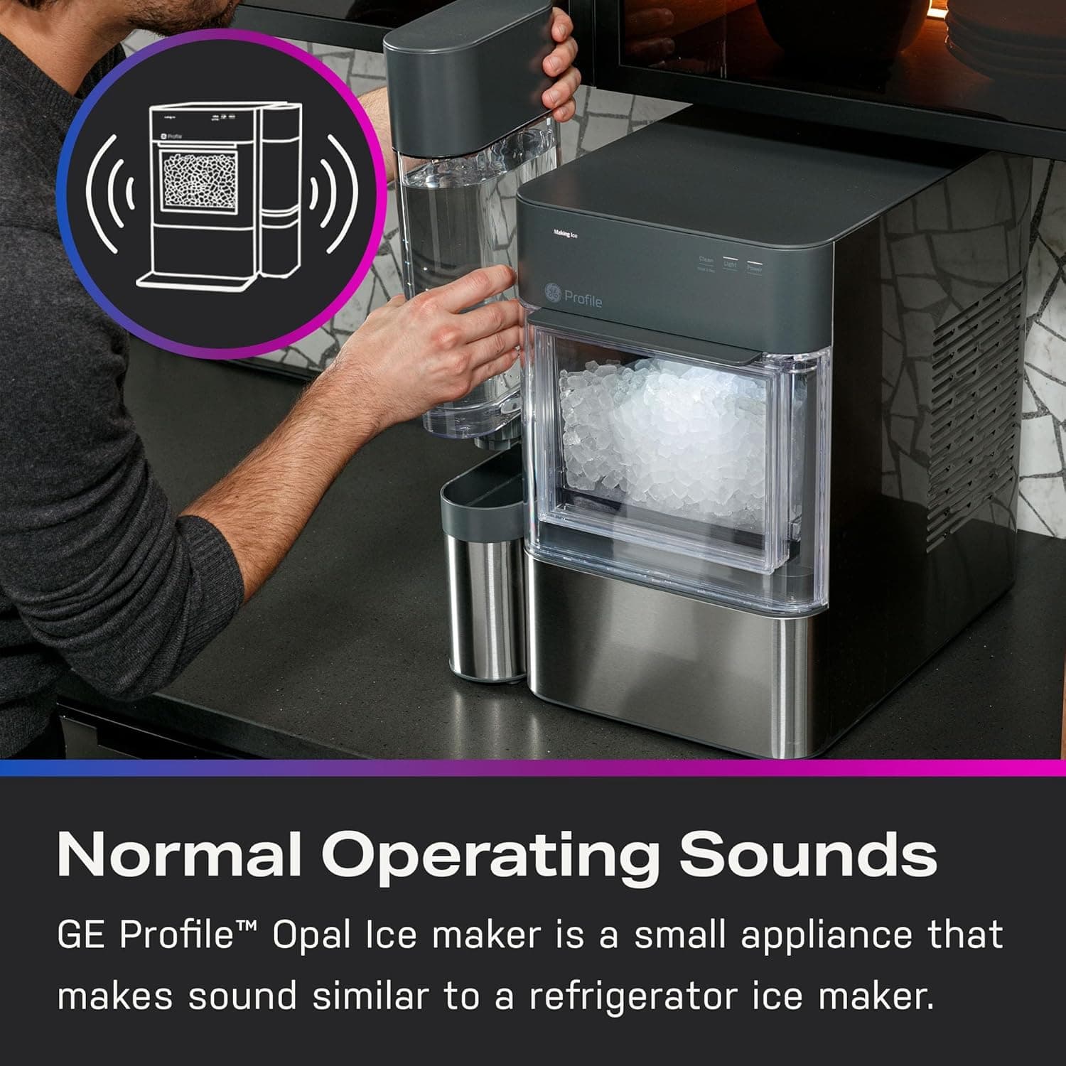 GE Profile Opal 2.0 with 0.75 Gallon Tank, Chewable Crunchable Countertop Nugget Ice Maker, Scoop included, 38 lbs in 24 hours, Pellet Ice Machine with WiFi & Smart Connected, Stainless Steel - Image 9