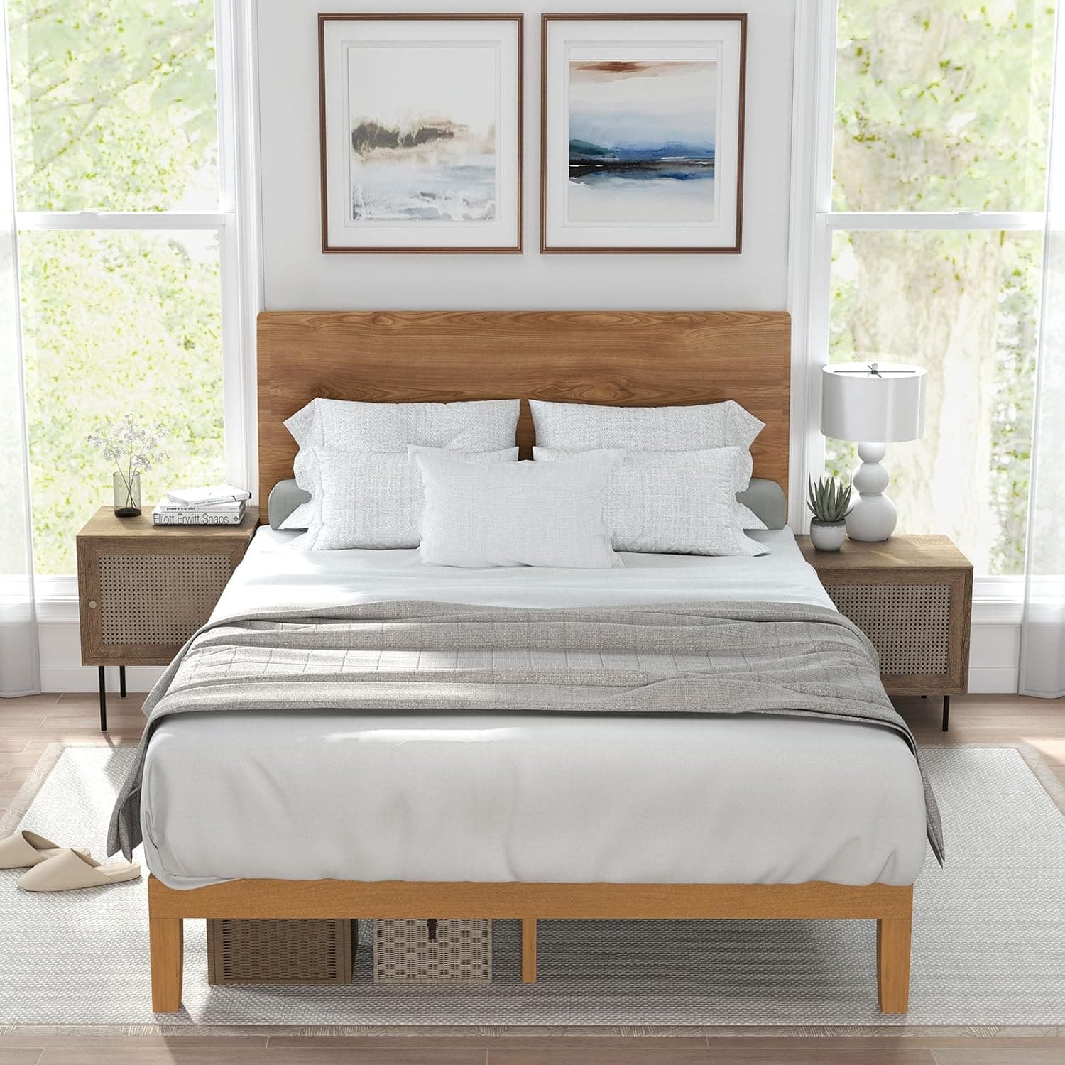 Sweetcrispy Solid Wood Bed Frame, Full Size Bed Base with Wood Slat Support, Sturdy, Stylish & Noise-Free Design, No Box Spring Needed, Easy Assembly, 12 in Natural Pine Brown Full Size - Image 8