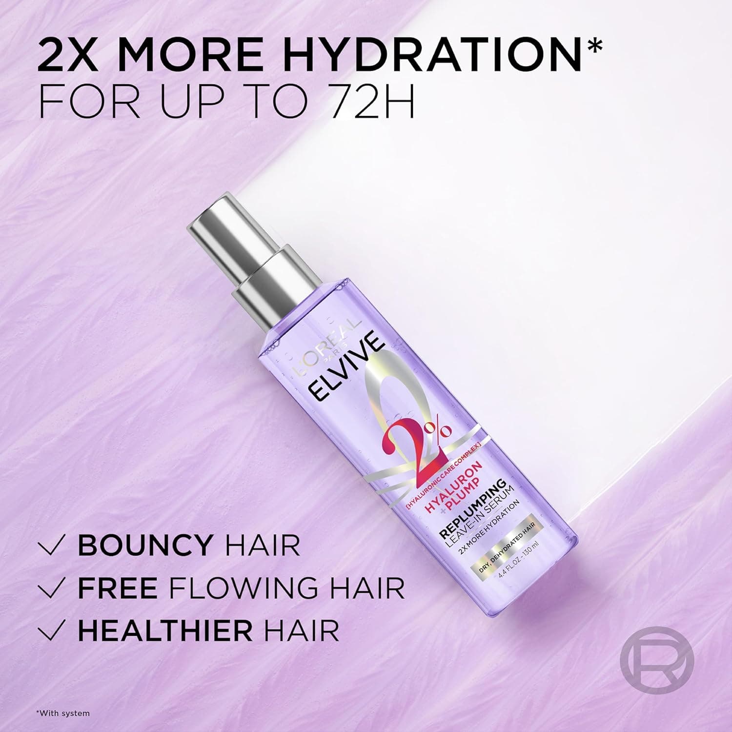 巴黎欧莱雅 Elvive Hyaluron Plump 水润丰盈护发精华，适用于脱水、干燥发质，含透明质酸护理复合物，无防腐剂，4.4 液盎司 - Image 7