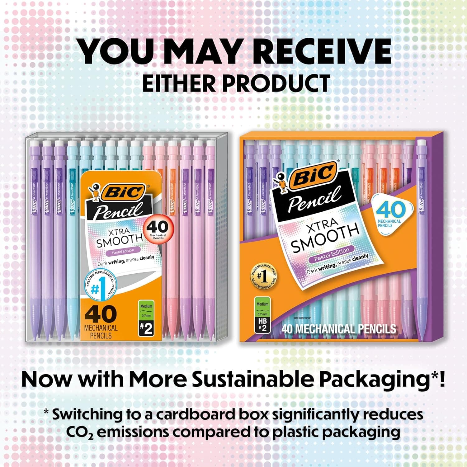 BIC Xtra Smooth Mechanical Pencil with Erasers, 0.7 mm Point, Refillable, 40-Count Pack Pastel Edition 40 Count (Pack of 1) - Image 2