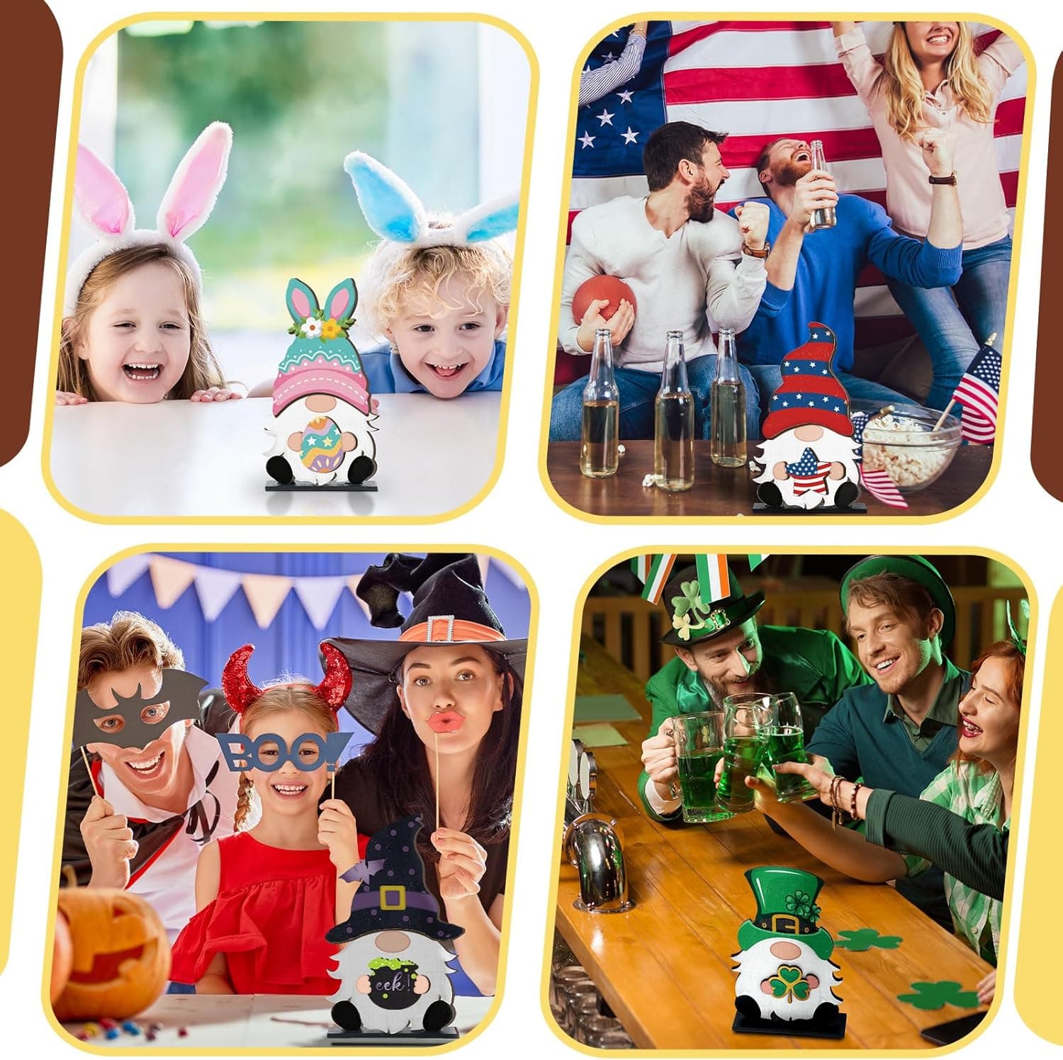 Blulu 32 Pcs Christmas Interchangeable Wooden Gnome Decor DIY Holiday Christmas Seasonal Tiered Tray Decoration Gnomes with Magnet Pieces Welcome Sign for Xmas Holiday Decorations (Cute) - Image 7