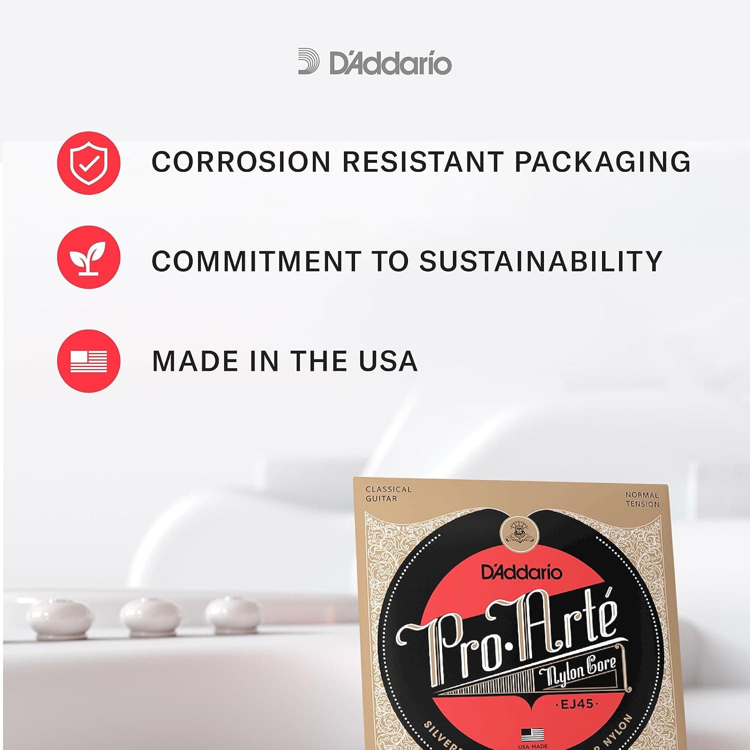 D'Addario Pro Arté Nylon Classical Guitar Strings, EJ45, Normal Tension, 6-String Set, Pack of 1 Normal Tension 1-Pack - Image 7