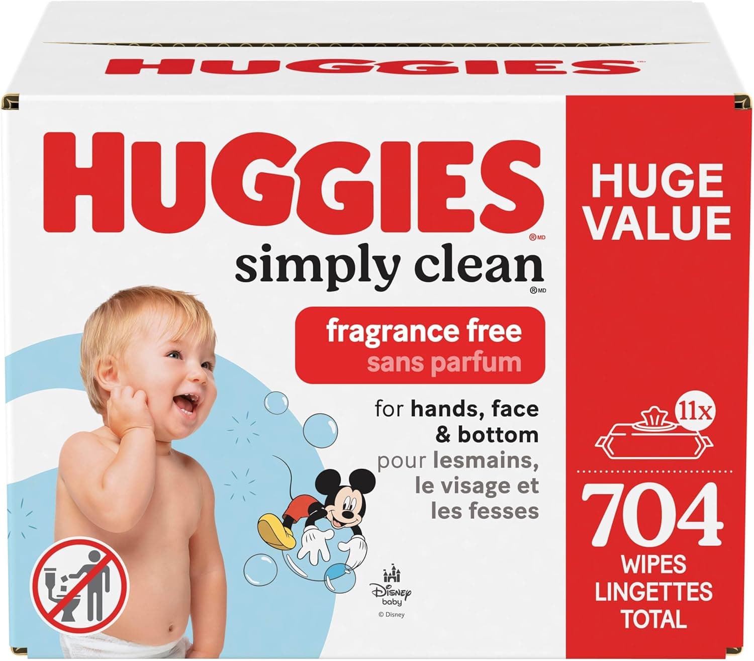 Huggies Simply Clean Unscented Baby Diaper Wipes, 11 Flip-Top Packs (704 Wipes Total), Packaging May Vary 64 Count (Pack of 11) - Image 2