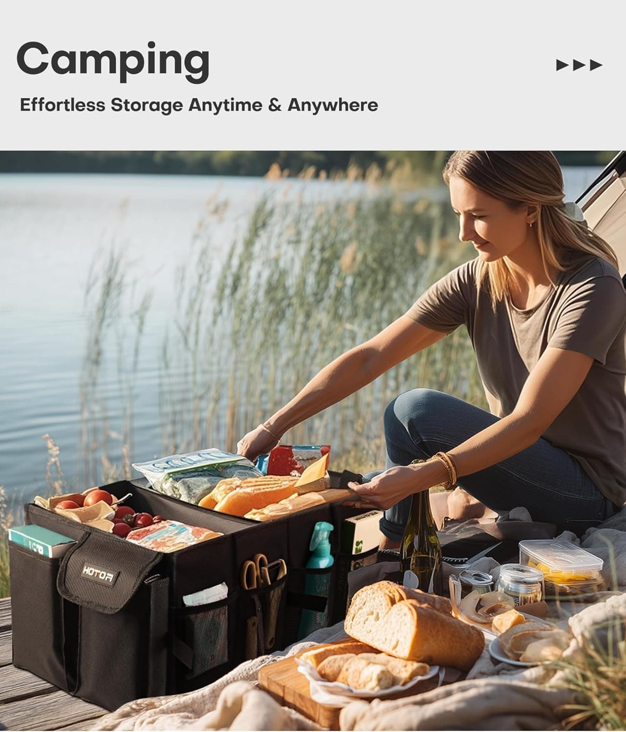 HOTOR Trunk Organizer - Car Organizer, Foldable Trunk organizer for SUVs & Sedans, Sturdy Car Organization for Car Accessories, Tools, Sundries, Black, 2 Compartments, 21.3"×12.6"×10.6" Medium Black - Image 9