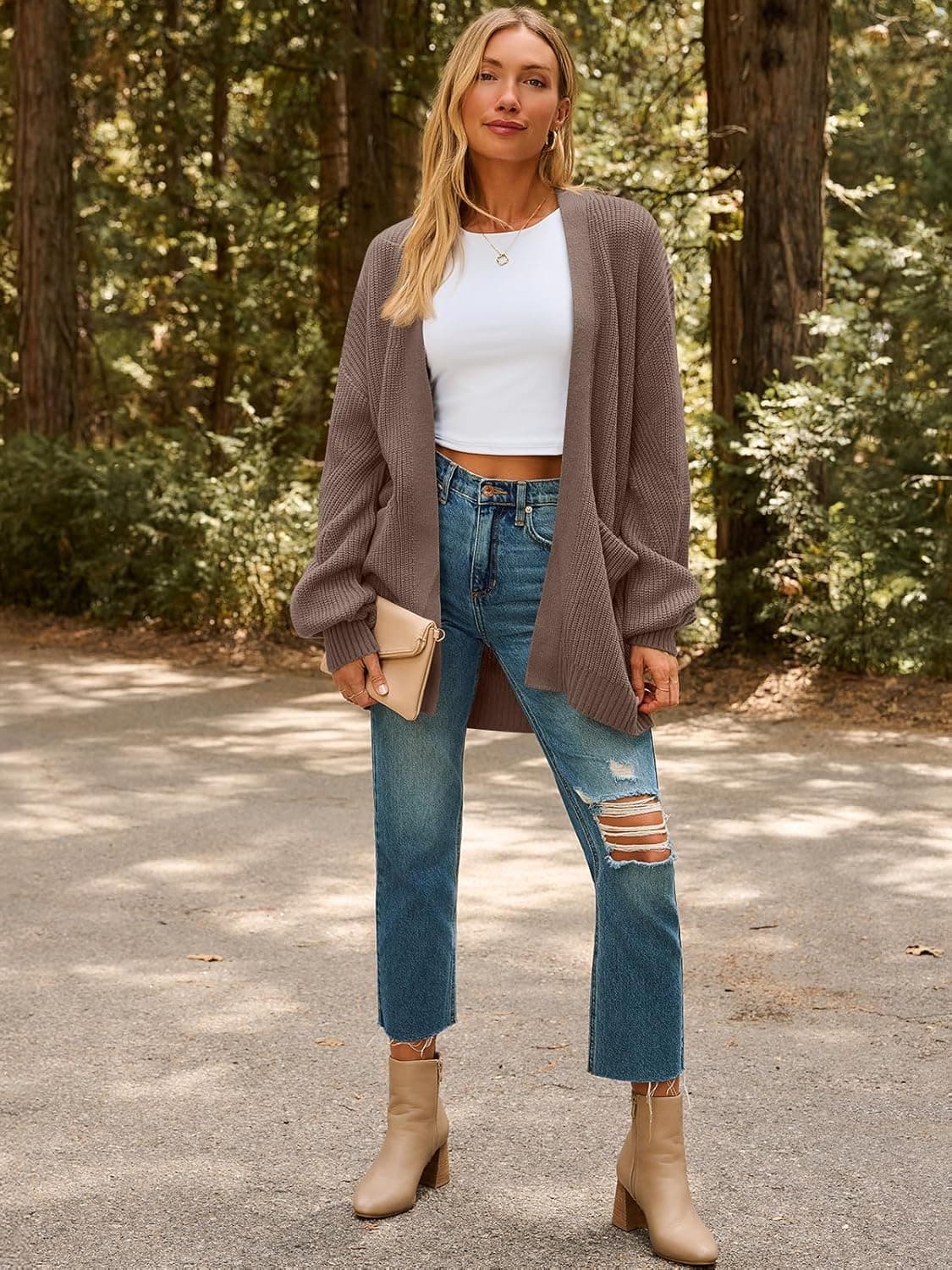 LILLUSORY Womens Oversized Cardigans Soft Knit Cardigan Sweater with Pockets Nutmeg Medium - Image 7