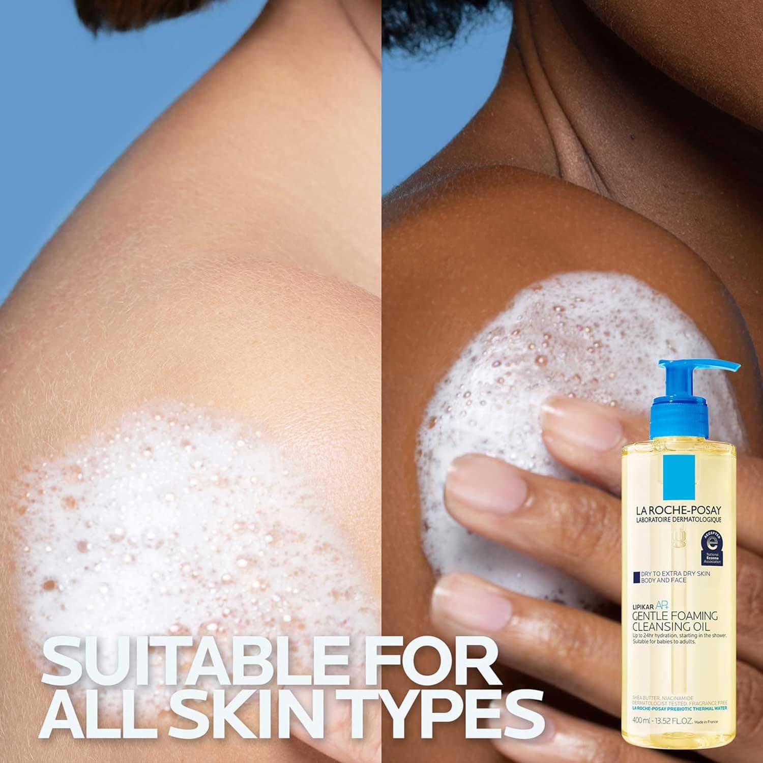 La Roche-Posay Lipikar AP+ Gentle Foaming Cleansing Oil, Gentle Oil Cleanser for Face and Body Formulated with Niacinamide, Long-Lasting 24-hour Hydration, Fragrance-Free & Soap Free 13.52 Fl Oz (Bottle) - Image 7