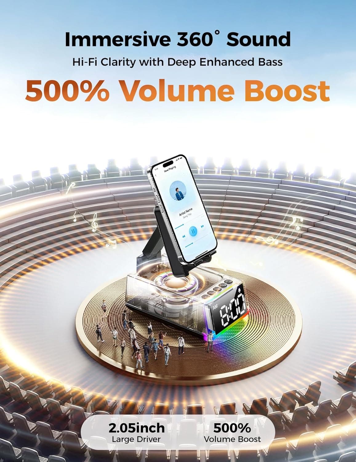 Altavoz Bluetooth Regalo de Cumpleaños para Hombres: Soporte de Teléfono por Inducción Sonido HD Regalos de San Valentín para Él Ella Adulto Adolescente, Soporte Antideslizante para Teléfono Gadget de Cocina Mujeres Mamá Esposa, Papá Esposo Novio (Negro) - Image 9