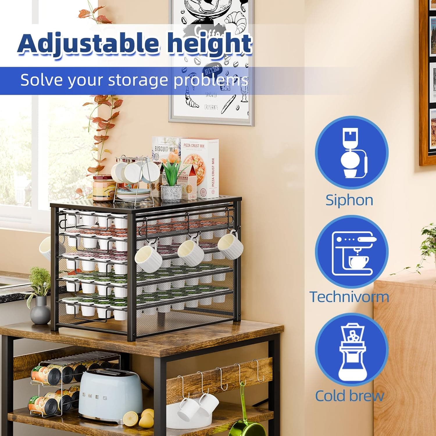 Simple Trending 5 Tier Coffee Pod Holder for K Cup, 160 Pod Pack Capacity Rack, Metal, Black 5 Tier Black-Metal - Image 6