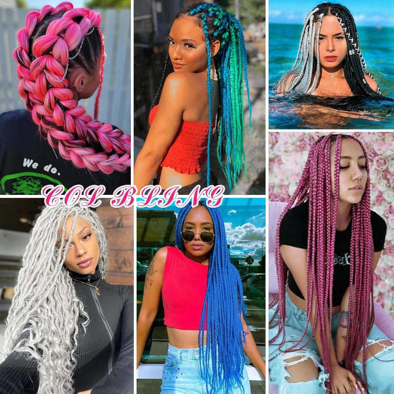 Col Bling Blue Braiding Hair Pre Stretched, 28 Inch Long Braid Hair Extensions for Women, Box Braids Hair Yaki Texture, Professional Synthetic, Softness, Knotless Easy to Install 28 Inch (Pack of 3) Blue - Image 7