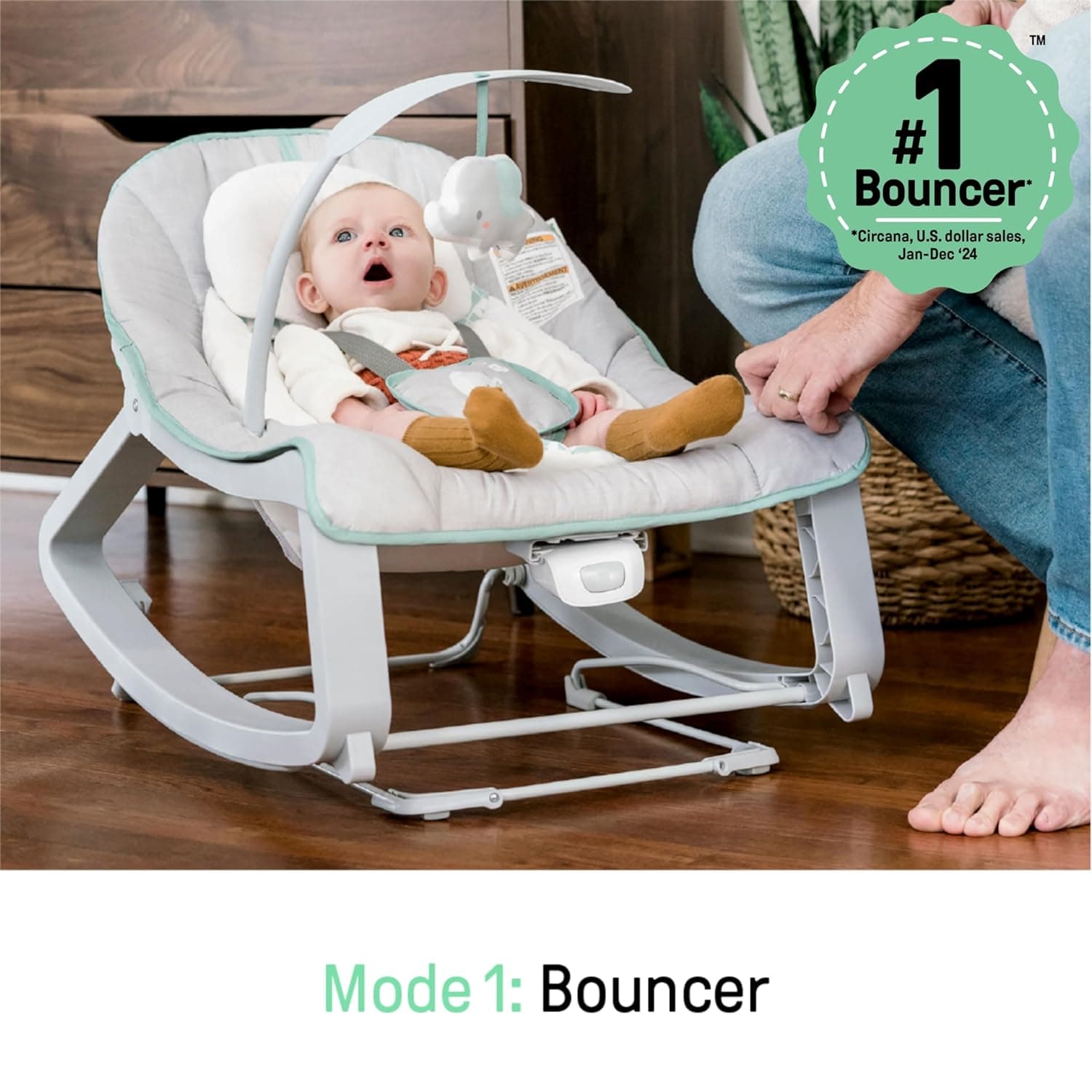 Ingenuity Keep Cozy 3-in-1 Grow with Me Vibrating Baby Bouncer, Seat & Infant to Toddler Rocker, Vibrations & -Toy Bar, 0-30 Months Up to 40 lbs (Weaver) - Image 6