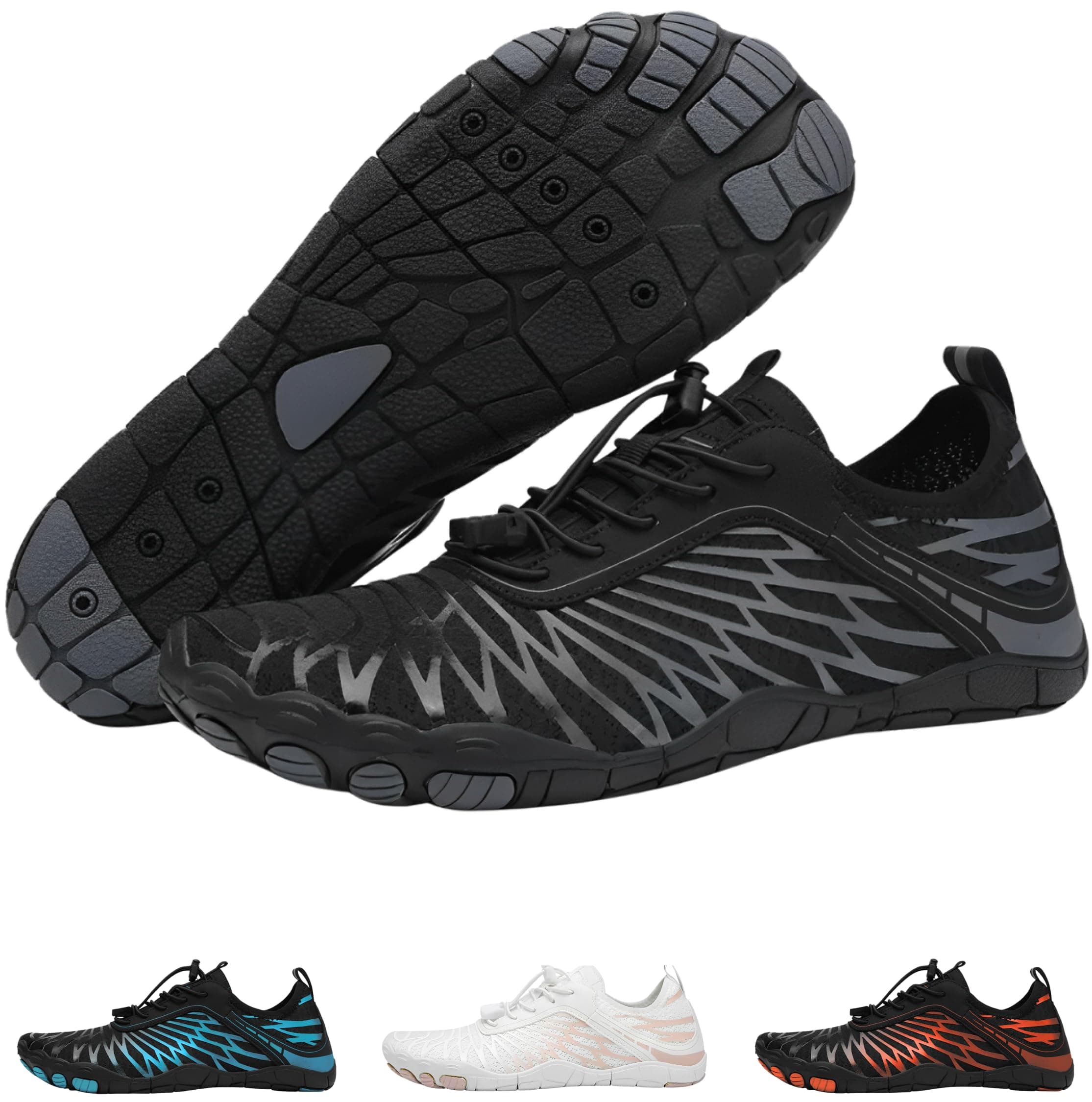 Hike Footwear Lazuli Pro Barefoot Shoes – Minimalist Lightweight Flexible Sneakers with Arch Support for Trail Running, Hiking, Gym & Everyday Walking (Unisex) 8-8.5 Wide Women/6-6.5 Wide Men Grey/Black