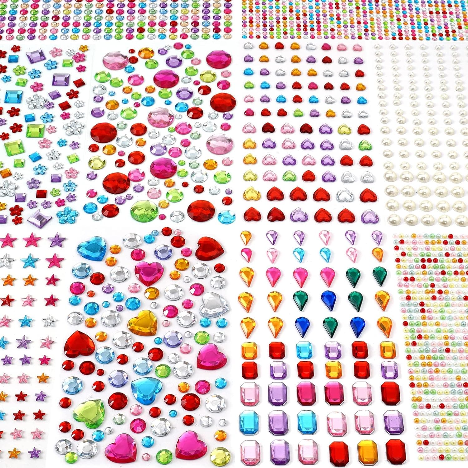 2774pcs Gem Stickers Jewels for Crafts, Self Adhesive Rhinestone Jewel Stick on Gems, Acrylic Bling Heart Stickers, Craft Supplies for Kids - Image 2