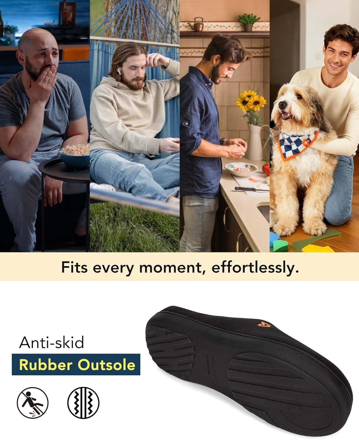 VeraCosy Men's Two-Tone Memory Foam House Slippers Indoor Outdoor Durable Rubber Sole 11-12 Dark Gray/Blue - Image 8