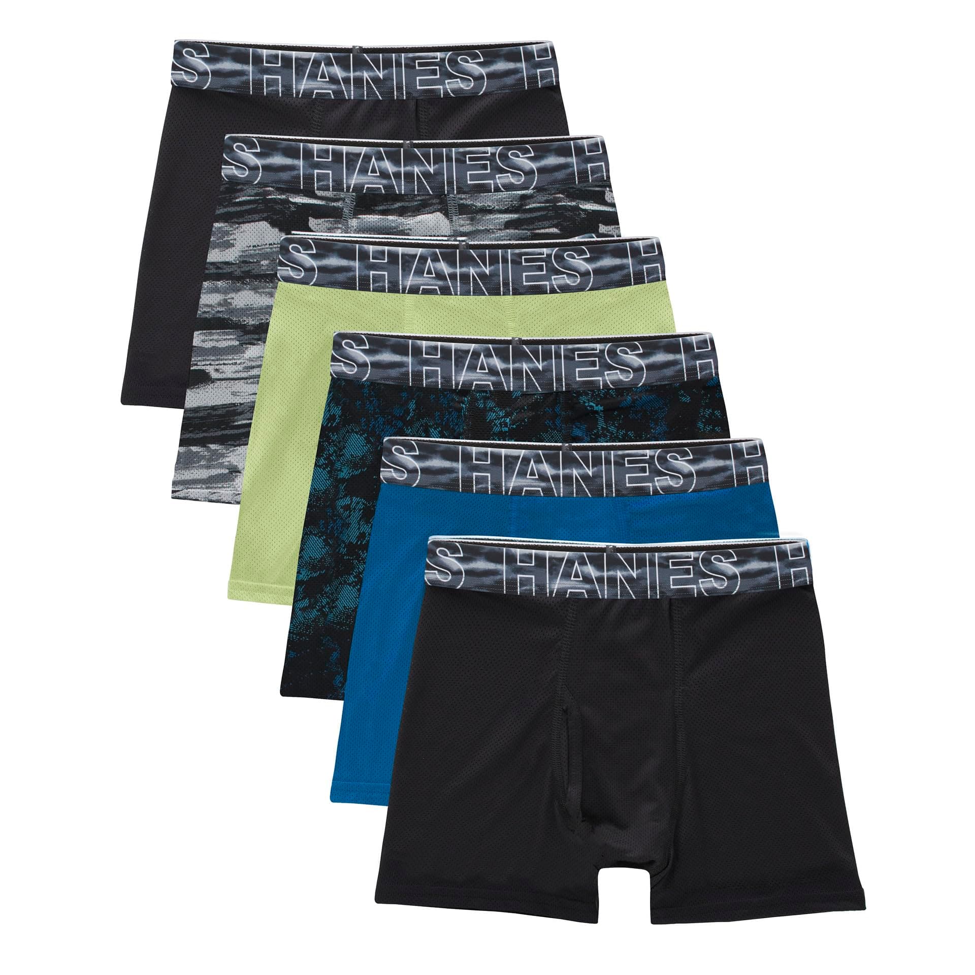 Hanes boys Boys' Performance Tween Boxer Briefs Underwear, X-temp, Assorted Solids, 6-pack Large Black/Blue/Green/Grey - 6 Pack 6