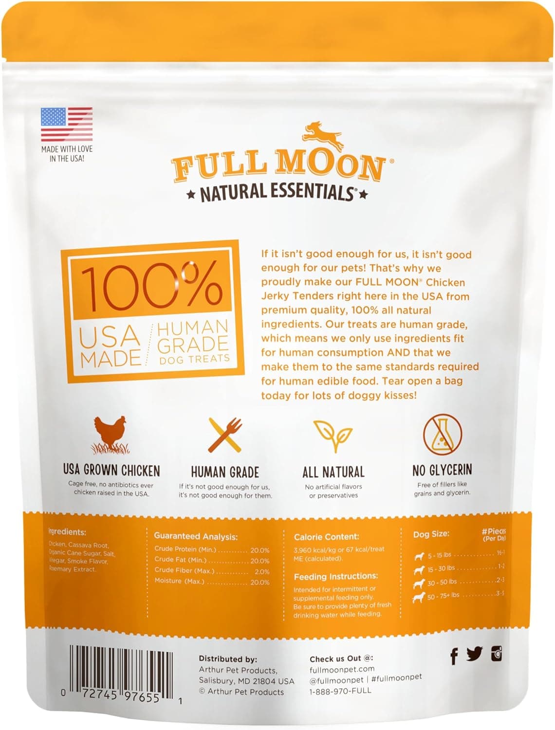 Full Moon Chicken Jerky Tenders Healthy All Natural Dog Treats Human Grade Made in USA 26 oz Chicken 1.63 Pound (Pack of 1) - Image 2