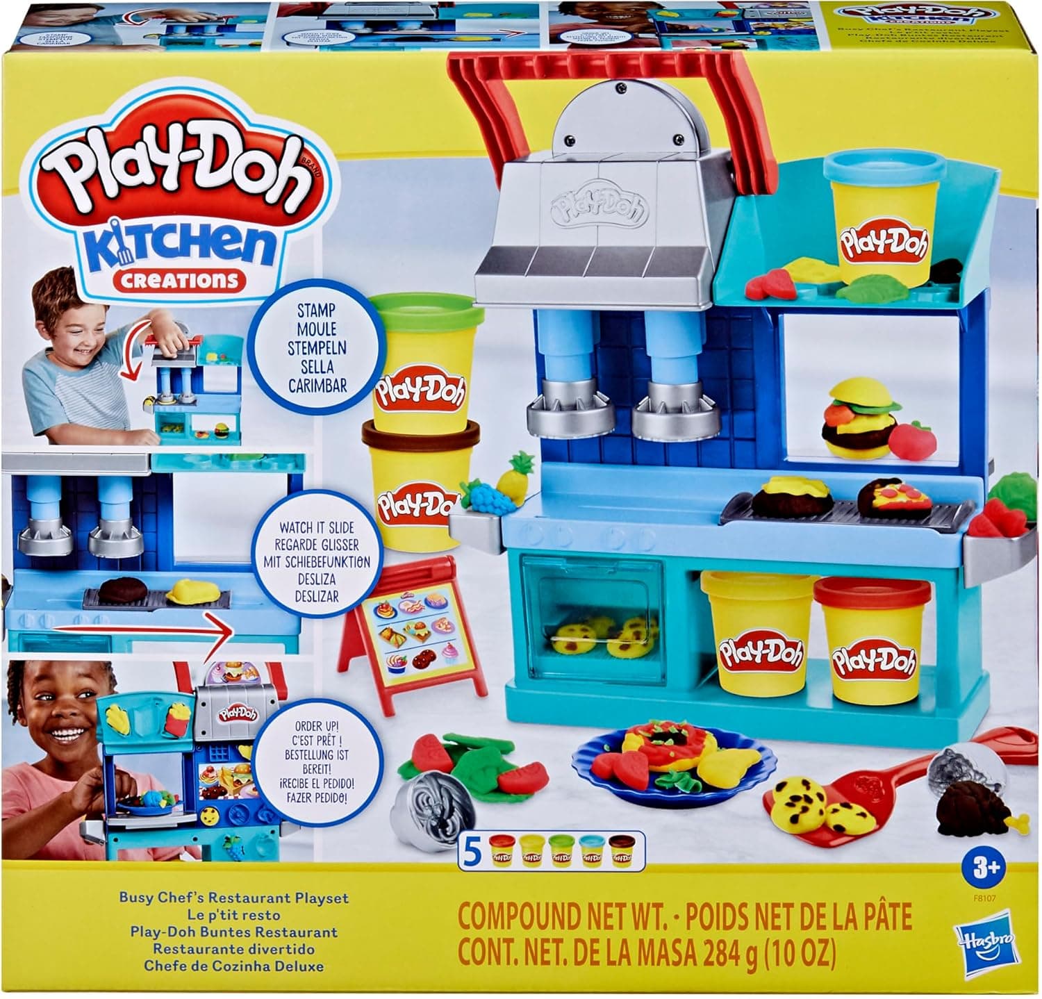 Play-Doh Kitchen Creations Busy Chef's Restaurant Playset, 2-Sided Play Kitchen Set, Preschool Cooking Toys, Kids Arts & Crafts, Ages 3+ - Image 2