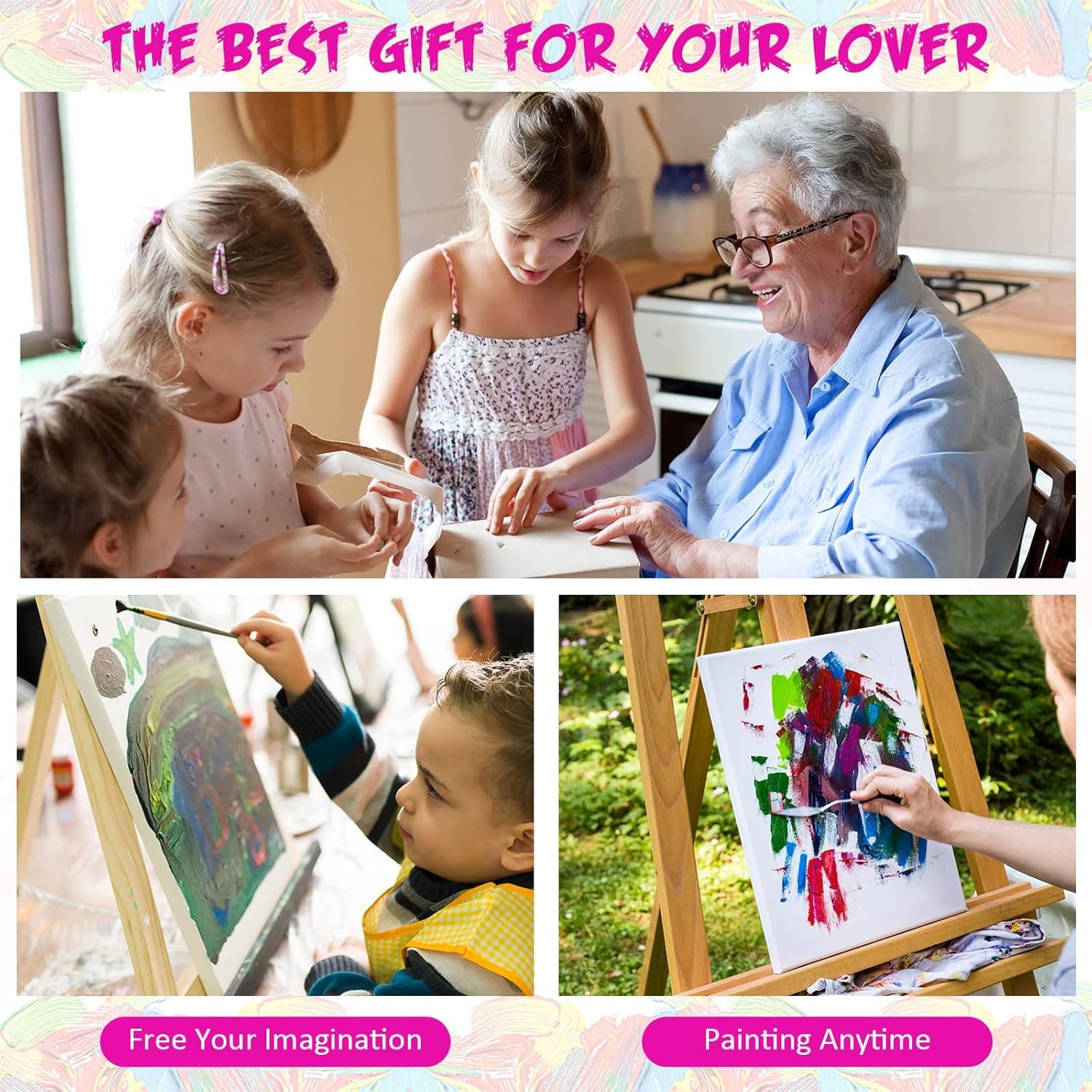 Epakh 12 Pcs Black Canvas for Painting Stretched Canvas Cotton Square Triangle Hexagon Blank Boards Panels Art with Frame Panel Stretched Boards for Oil Acrylic(8 Inch) - Image 6