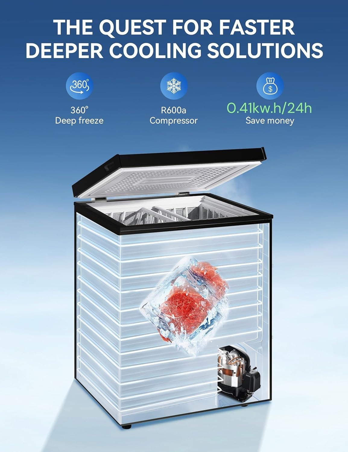 7.0 Cu Ft Chest Freezer - Energy Saving Quiet Top Open Door Mini Freezer Adjustable 6 Thermostat - Compact Small Deep Freezer - Image 4