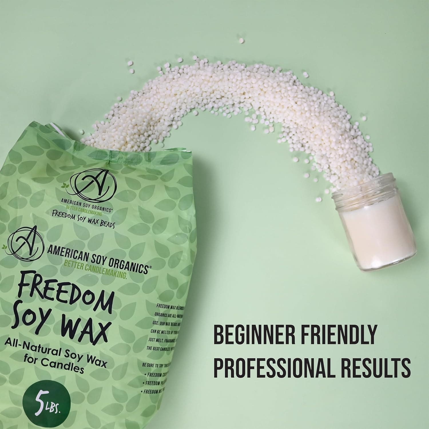 American Soy Organics Freedom Soy Wax Beads pour la fabrication de bougies - Fournitures naturelles pour la fabrication de bougies - Cire à bougie sans paraffine, sans cire d'abeille pour bougies en contenant, bougies chauffe-plat et fondants, 10 lbs 10lb - Image 7