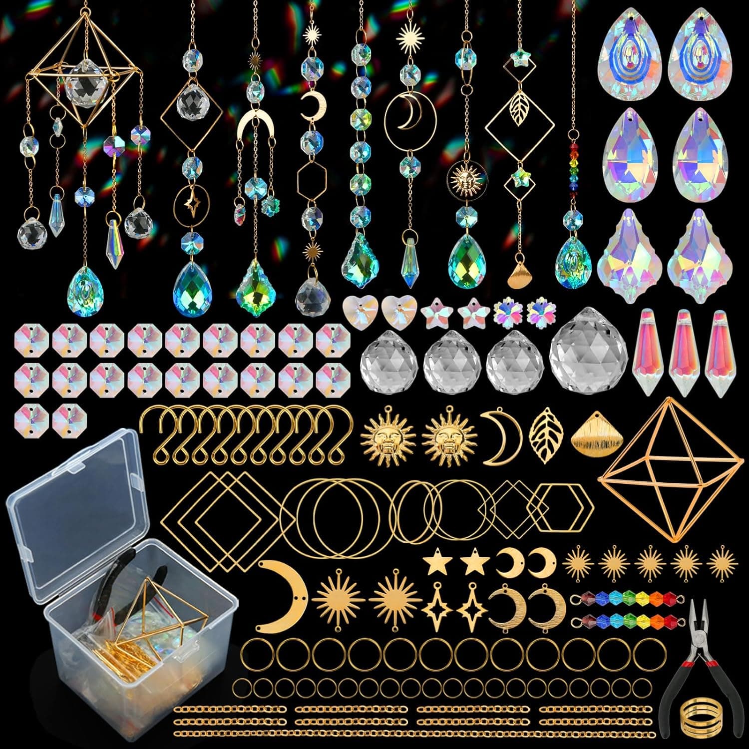 DIY Suncatchers, 400 pcs Sun Catchers Making Supplies Kit Art and Crafts for Adults Prism Hanging Decorative Suncatcher with Crystals Rainbow Maker for Indoor Windows Office Home Decor - Image 2
